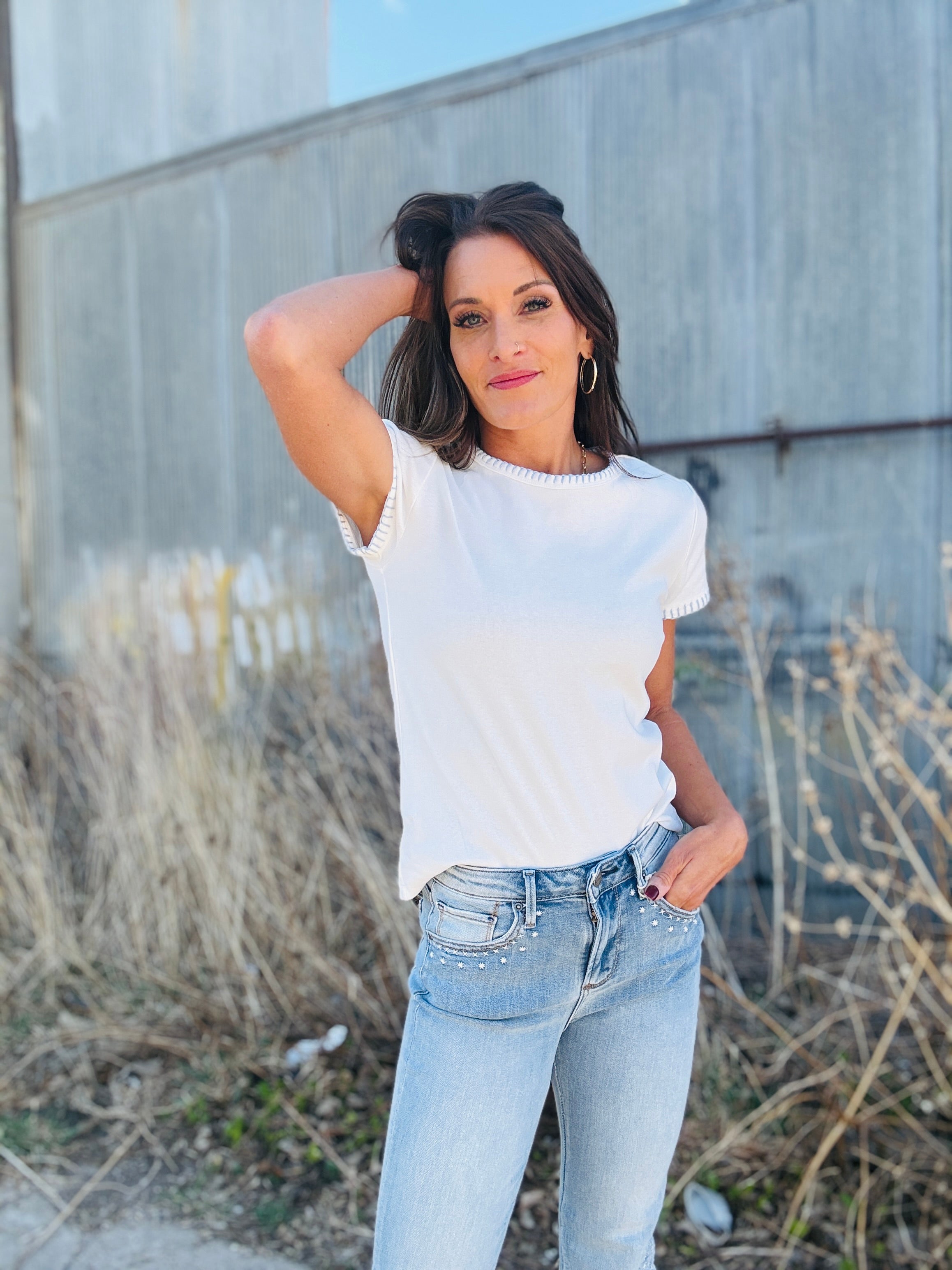 Dylan Brooks Blanket Stitch Tee