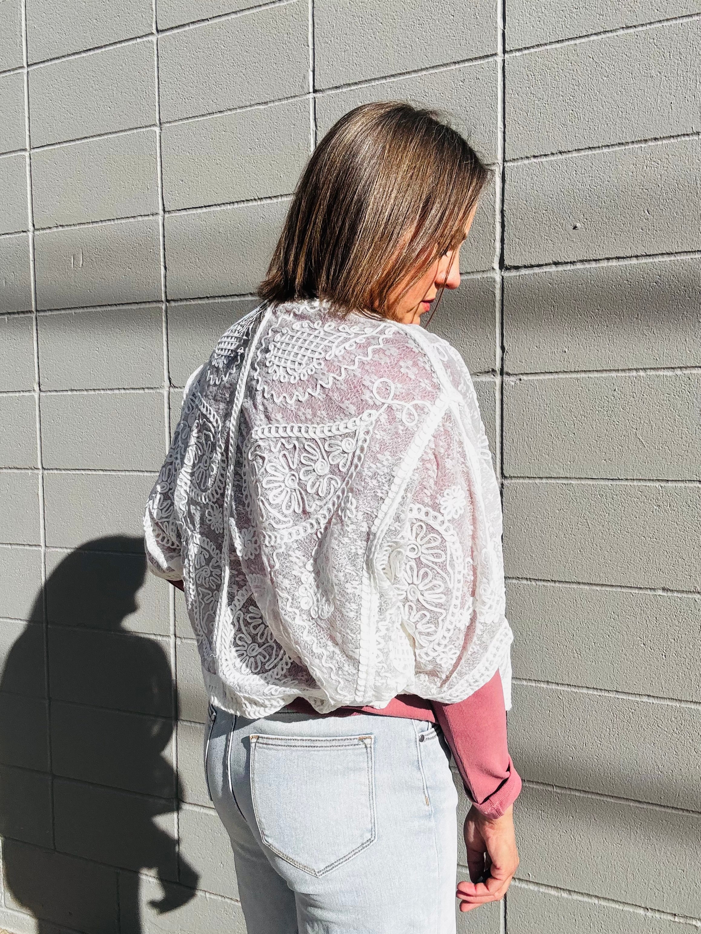 Crochet Half Batwing Sleeve Cardi