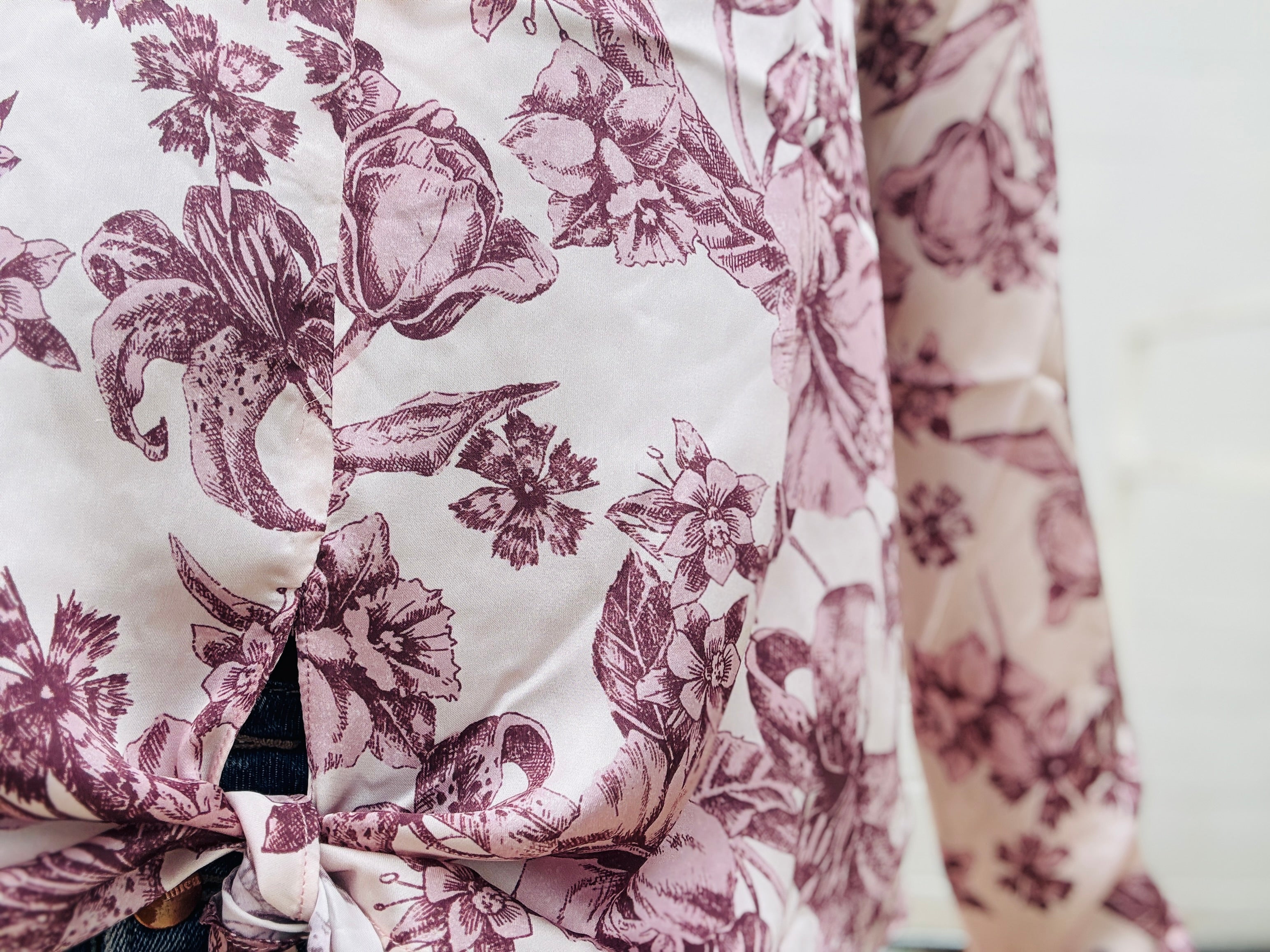 Tie Front Satin Blouse