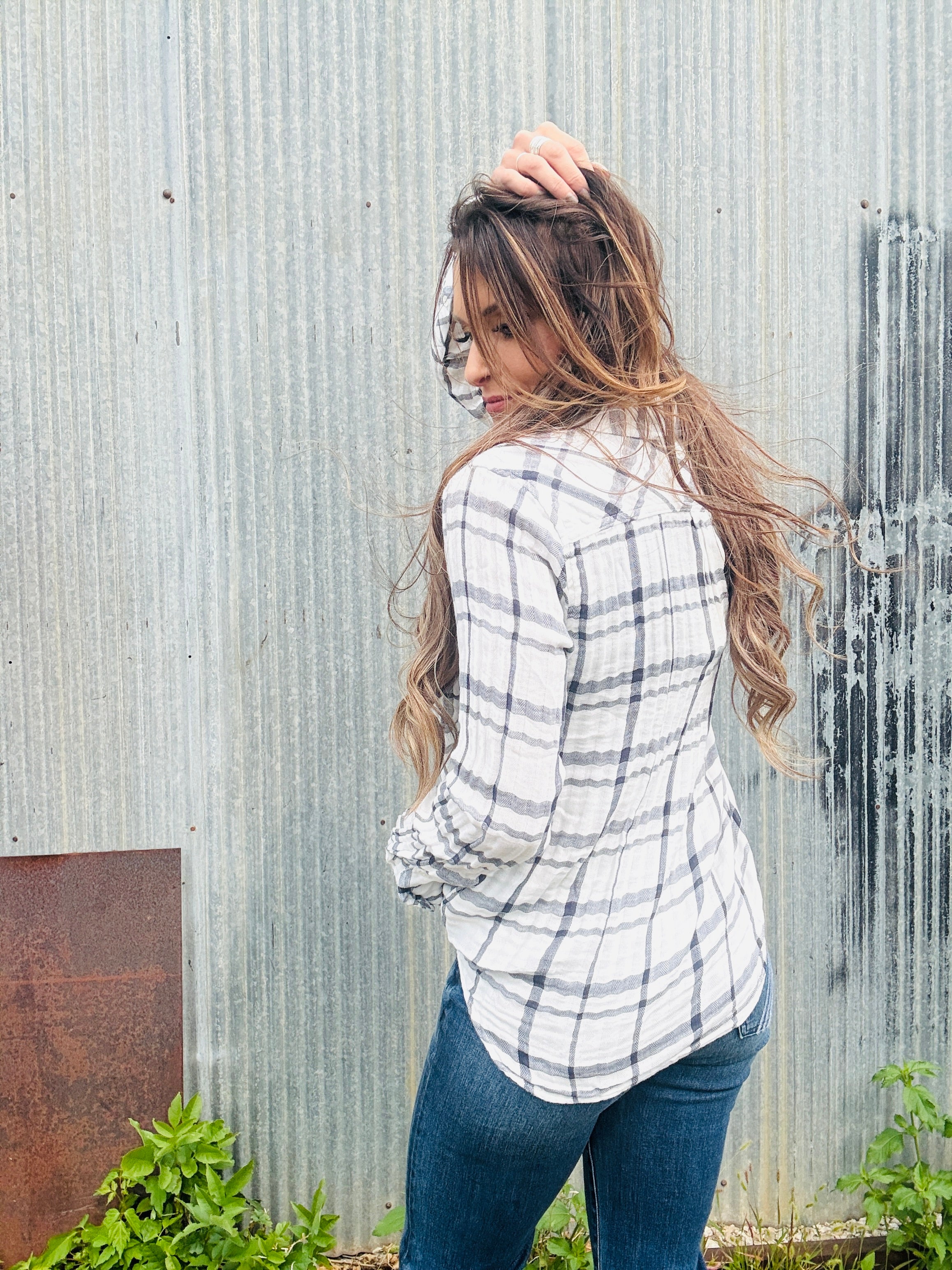 DYLAN Taylor Plaid Button-Up