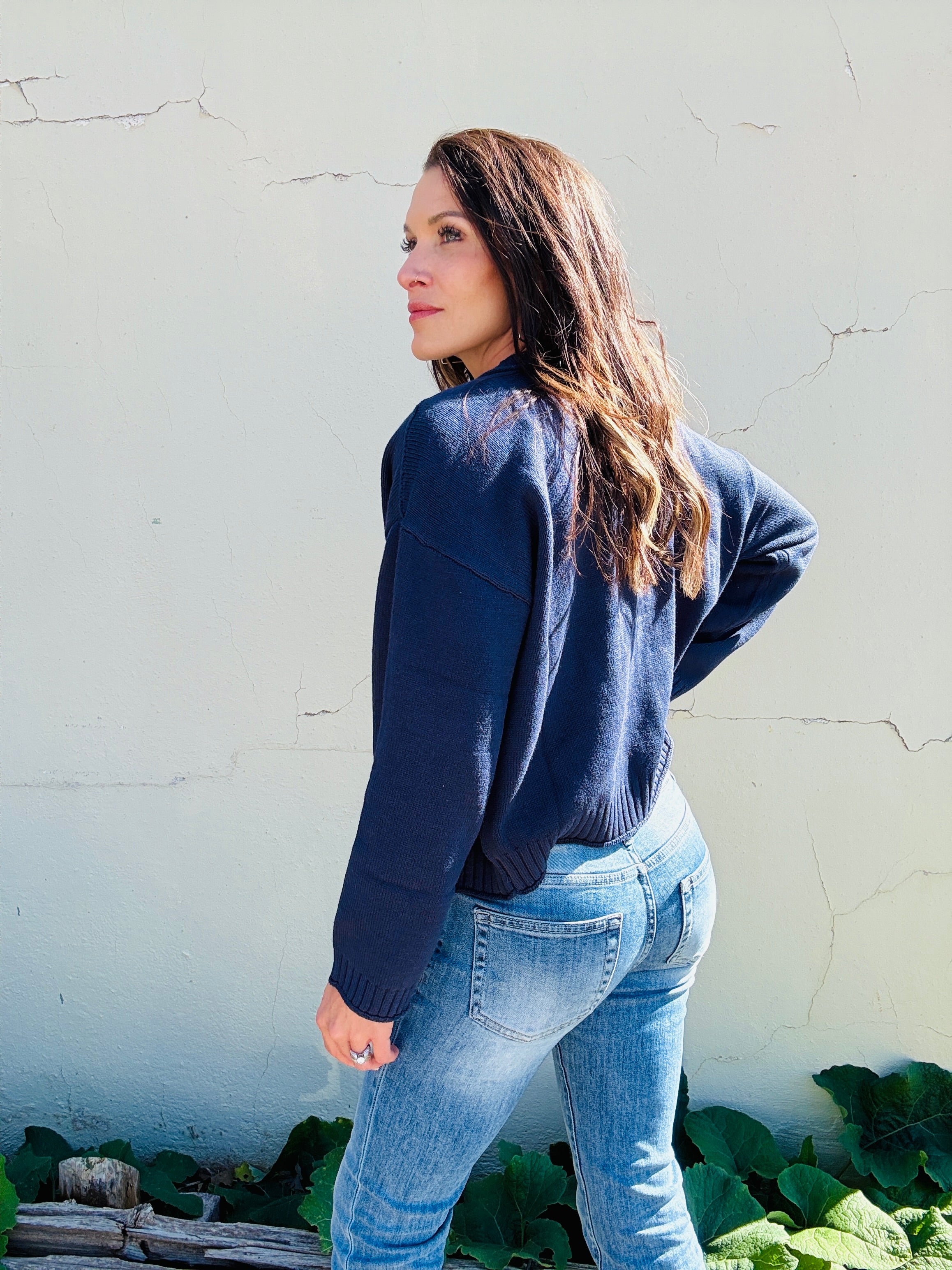 Textured Hem Button Front Cardigan