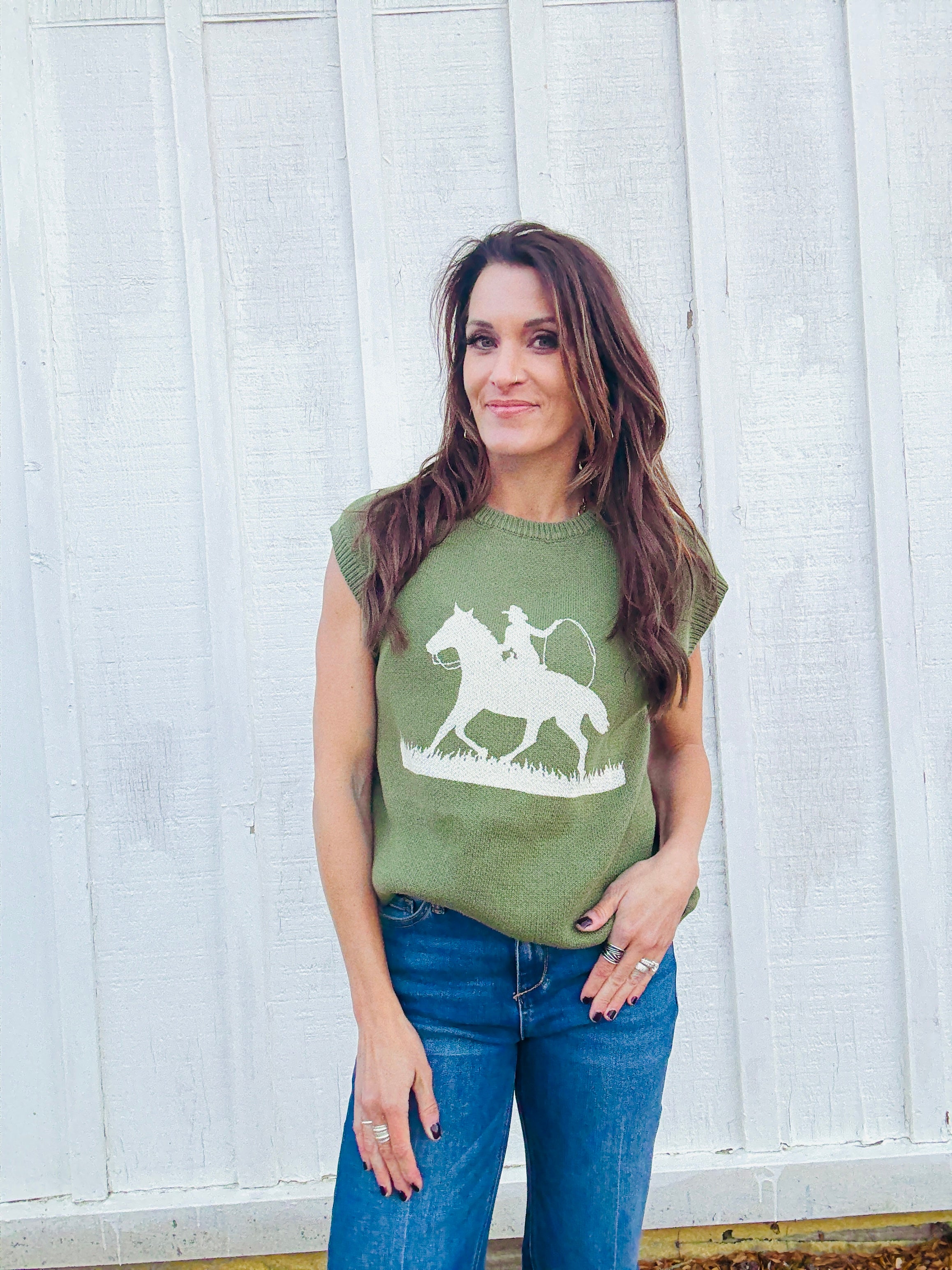 Horse Cap Sleeve Top