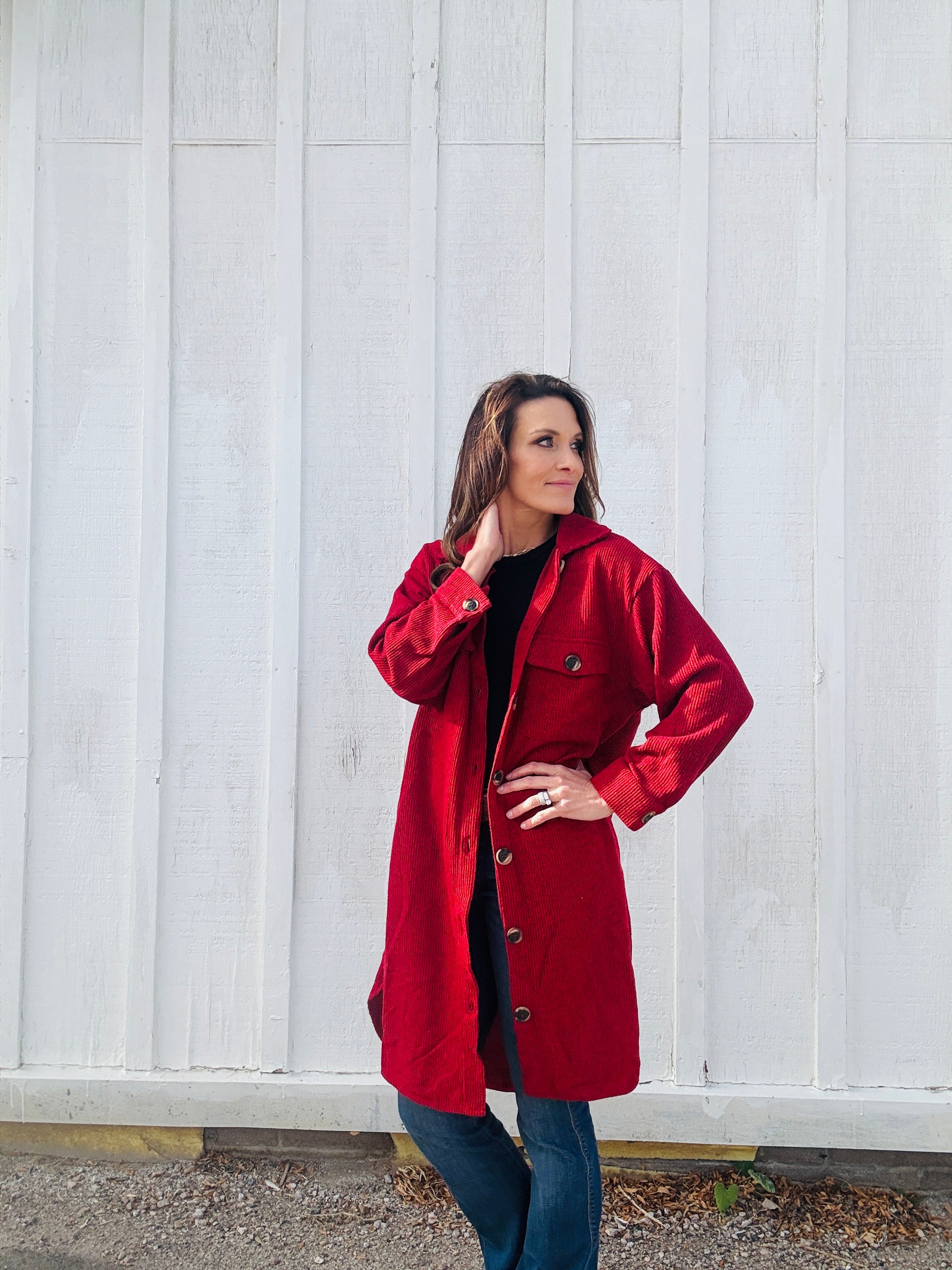 Long Brushed Waffle Jacket