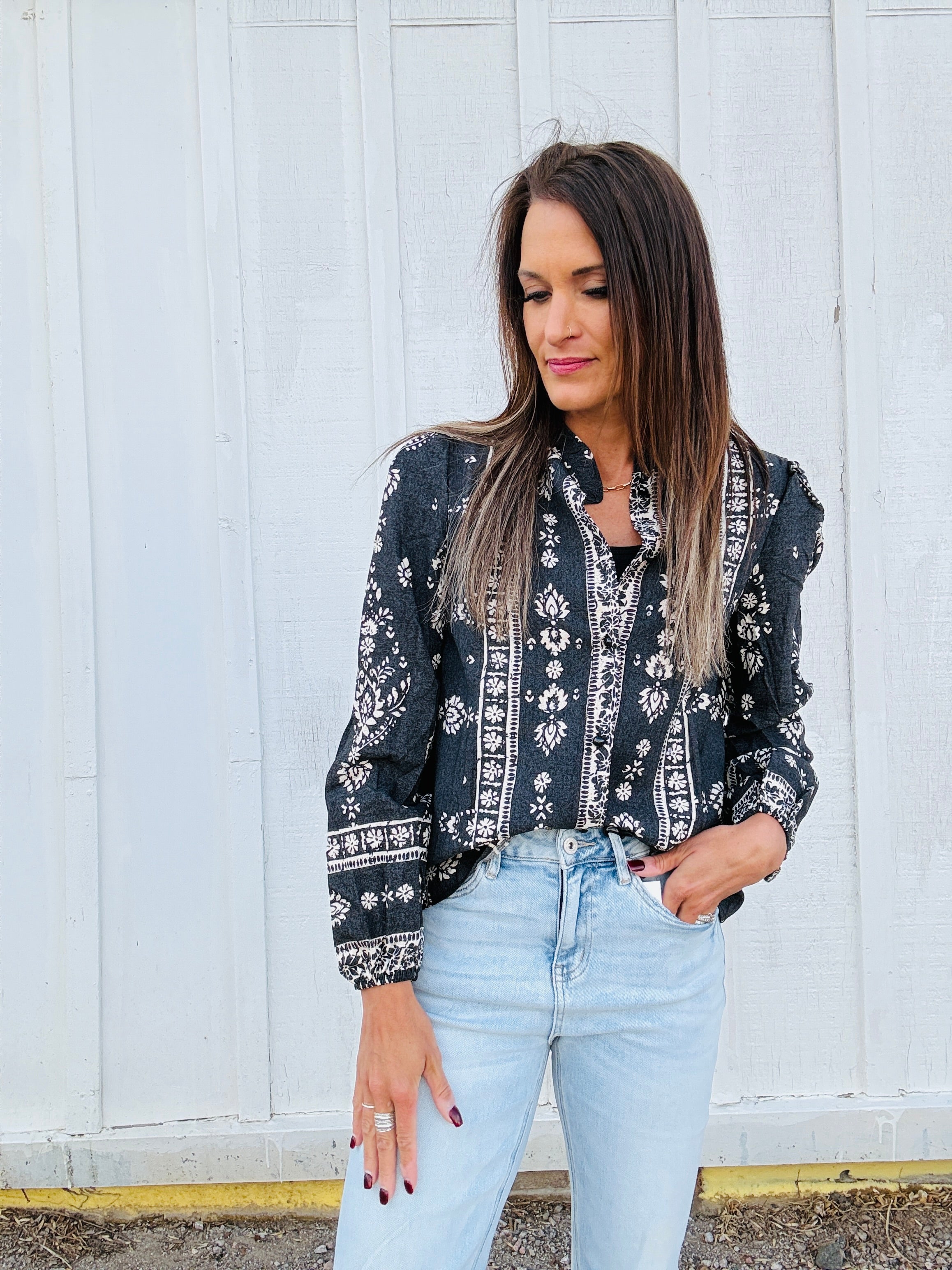 Bohemian Geometric Print Top