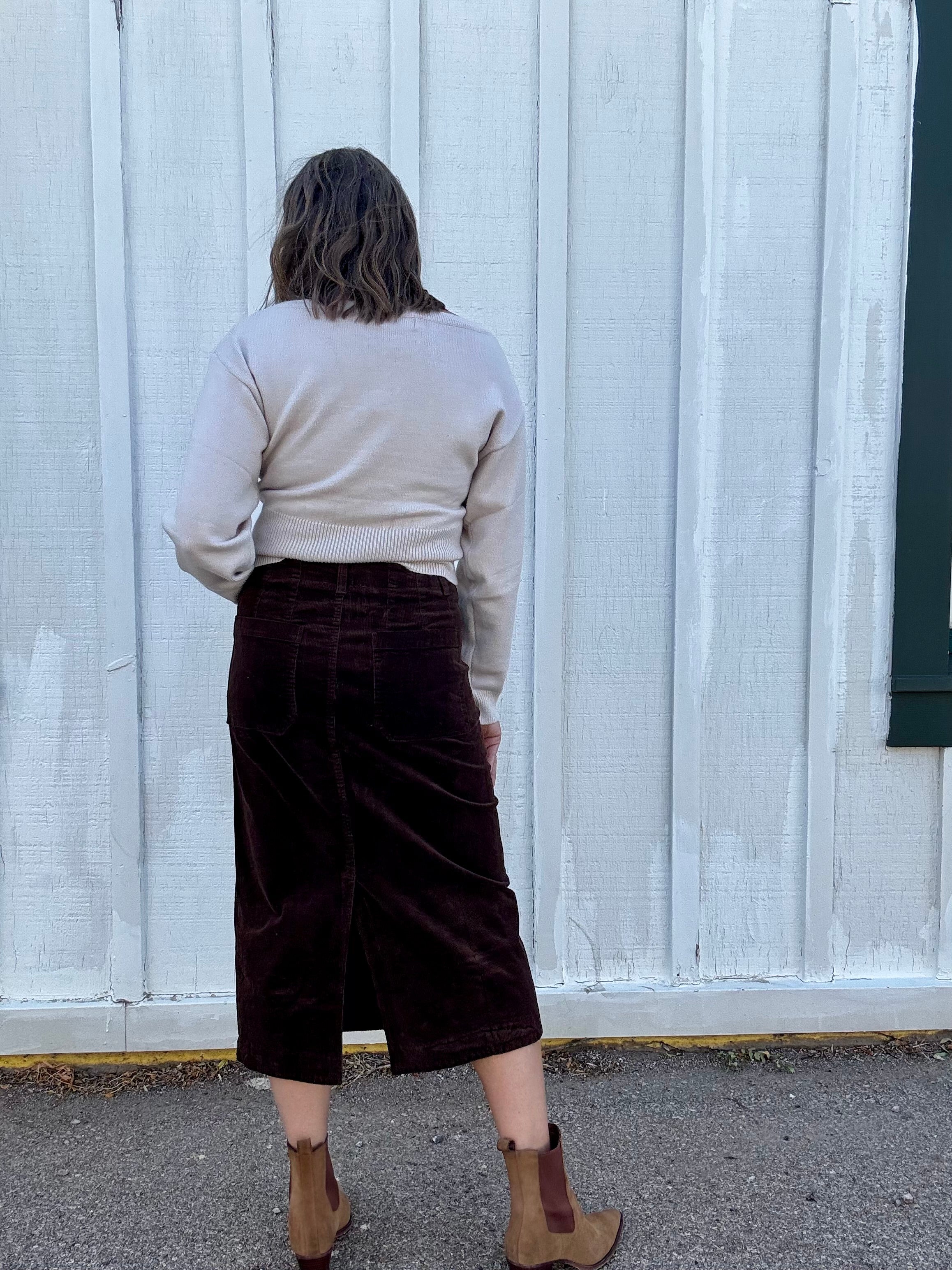 Wale Corduroy Patch Pocket Skirt