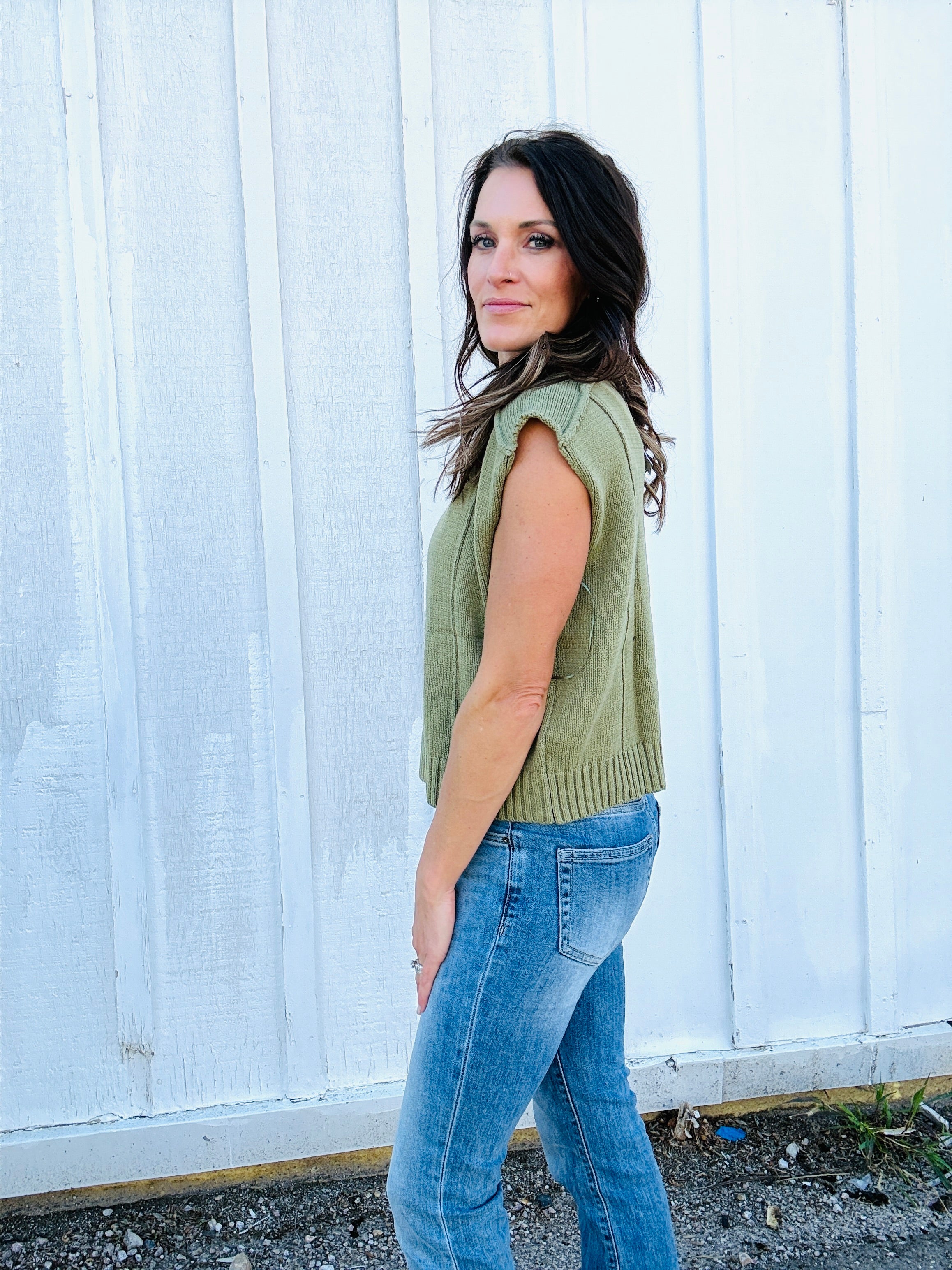 Meg Exposed Seam Sleeveless Sweater