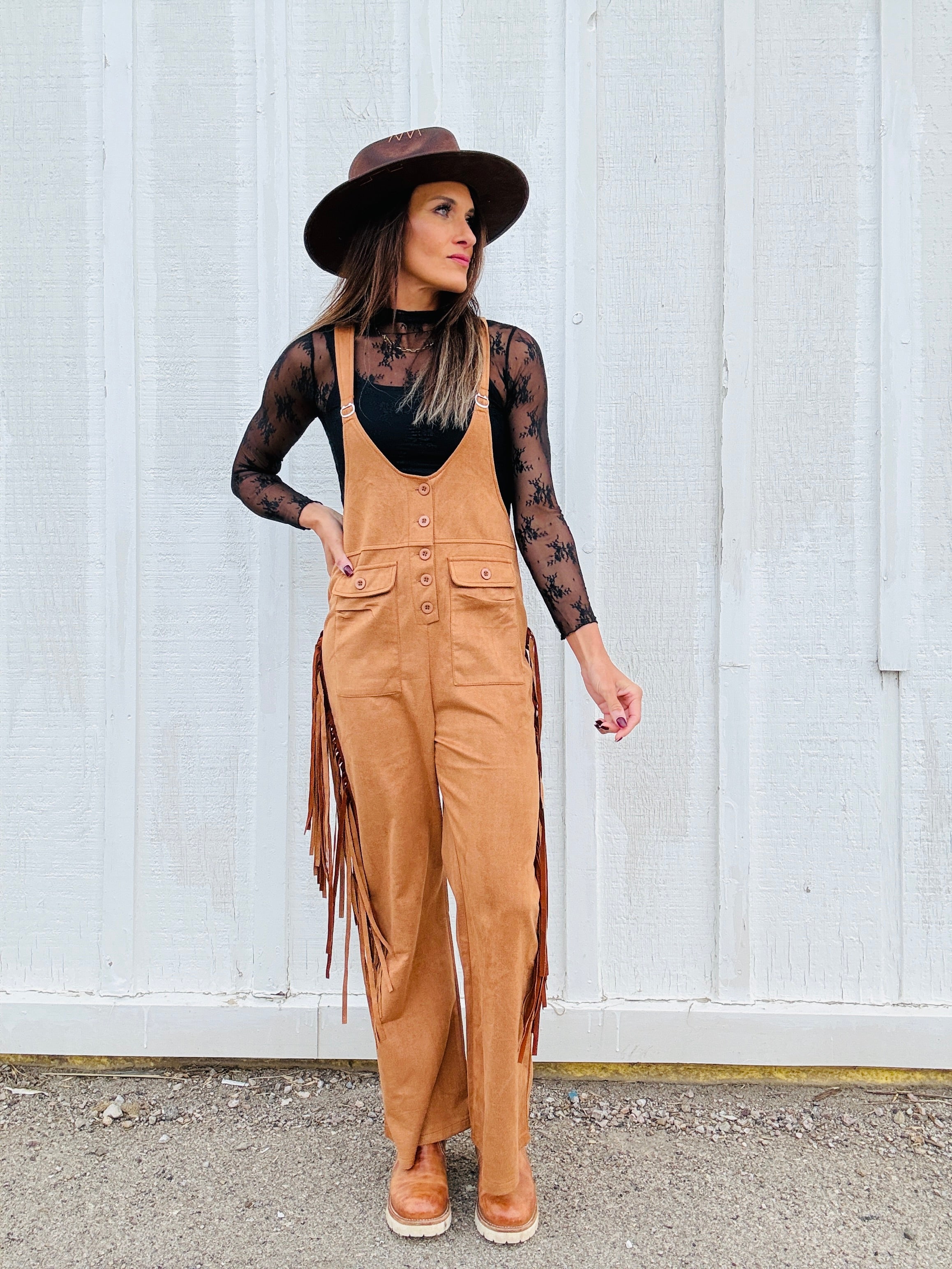 Western Cowgirl Fringe Overalls