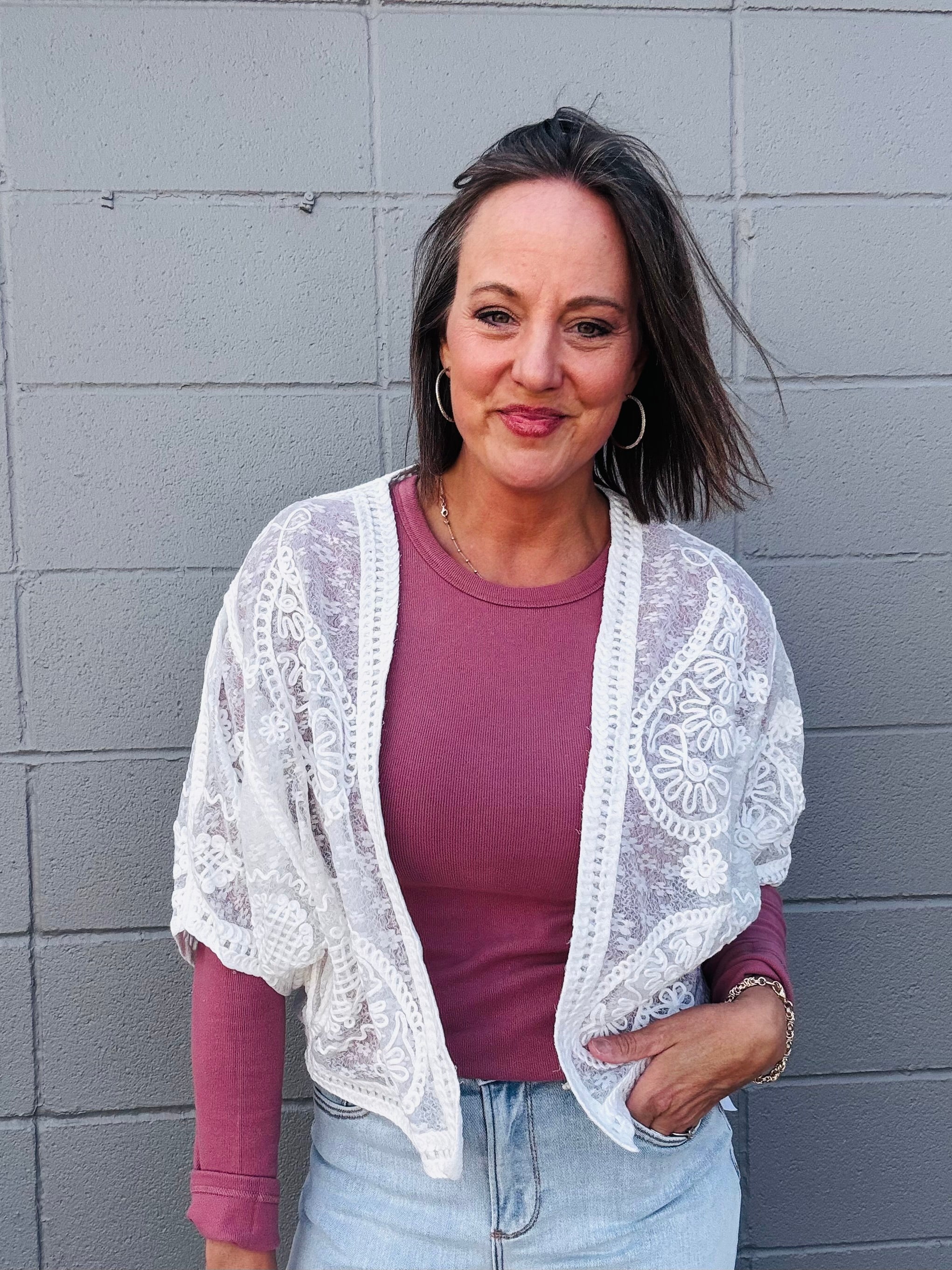 Crochet Half Batwing Sleeve Cardi