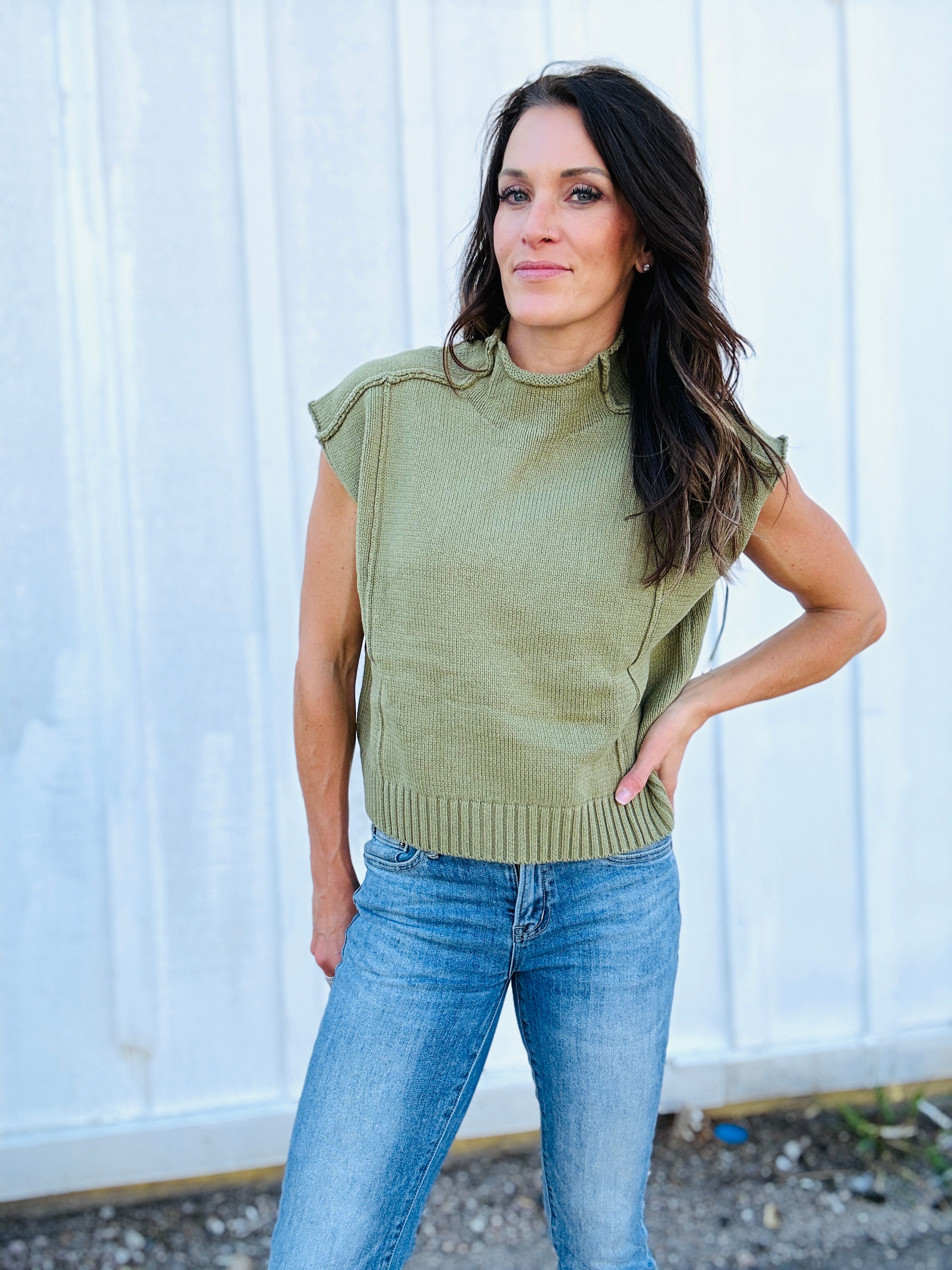 Meg Exposed Seam Sleeveless Sweater