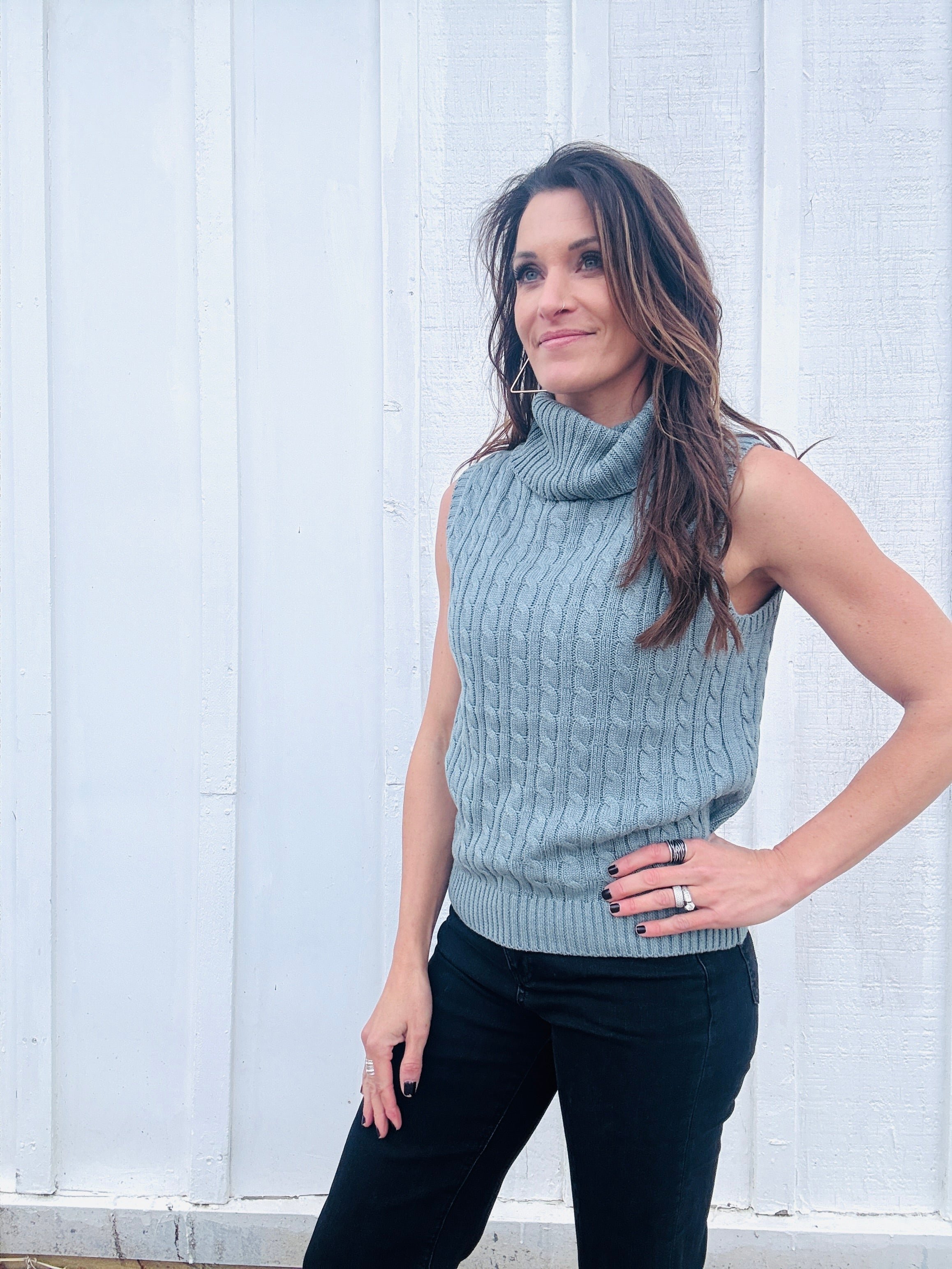 Sleeveless Turtleneck Sweater