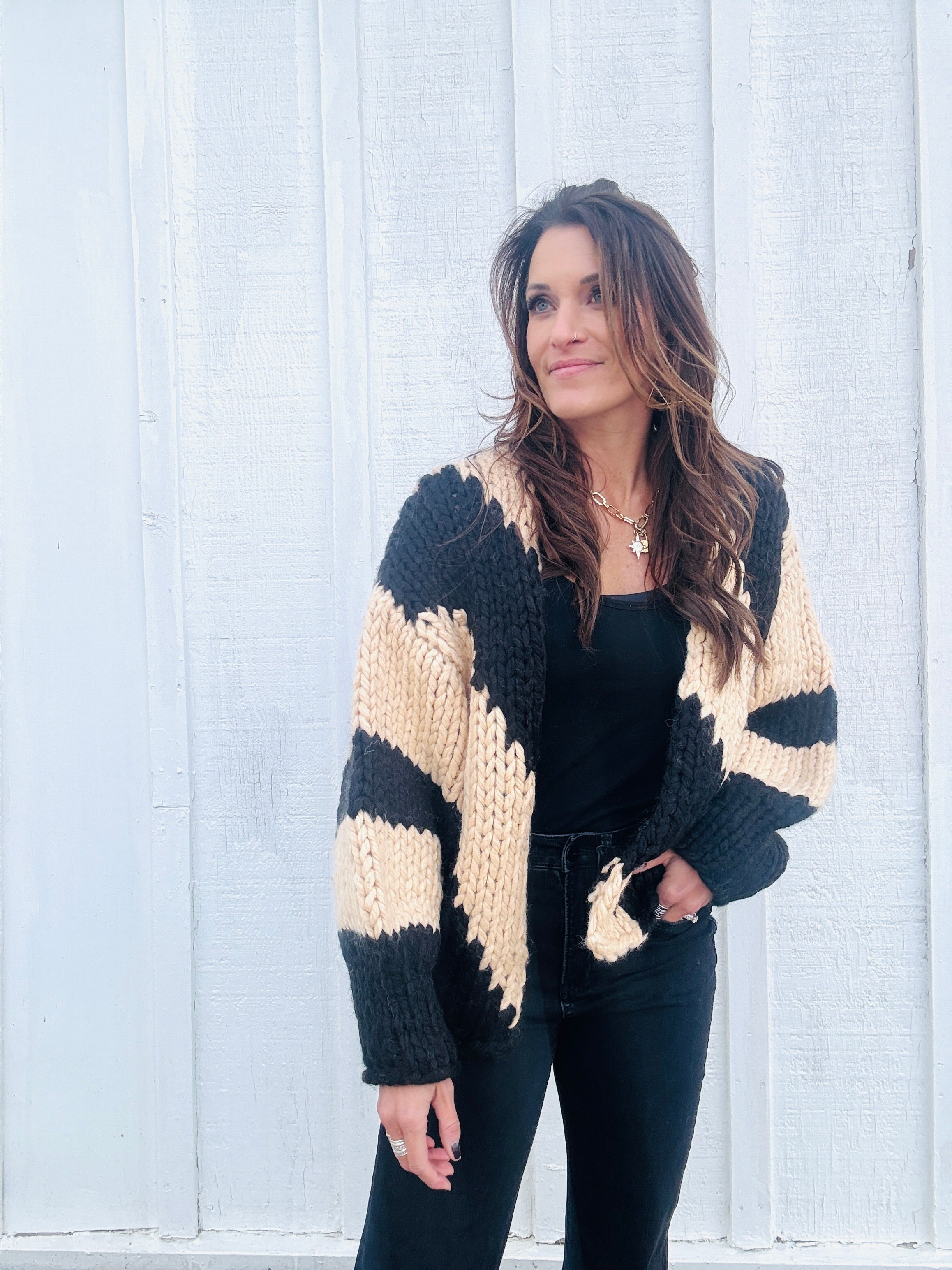 Chunky Knit Strip Cardigan