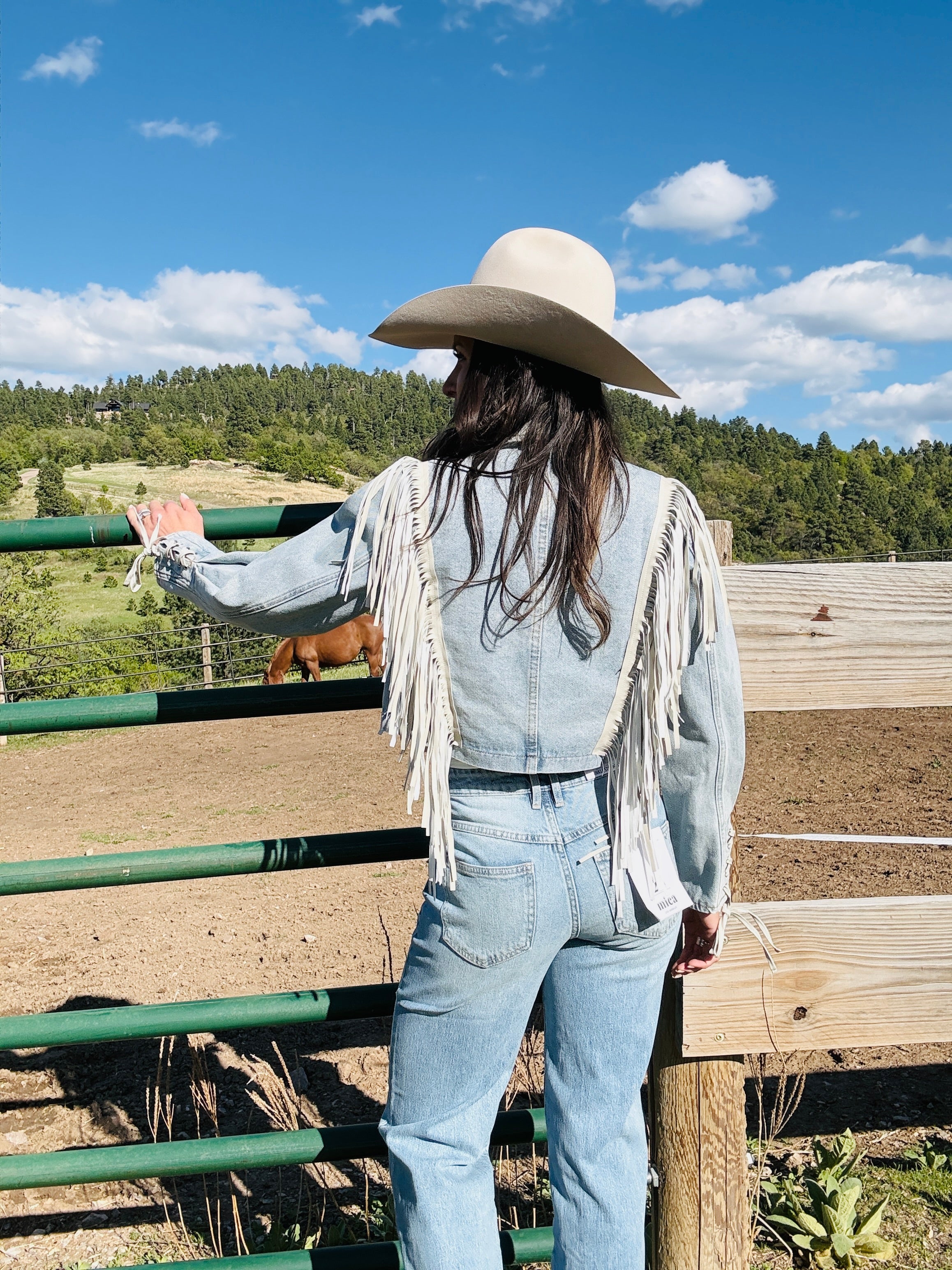 Denim Fringe Cropped Jacket