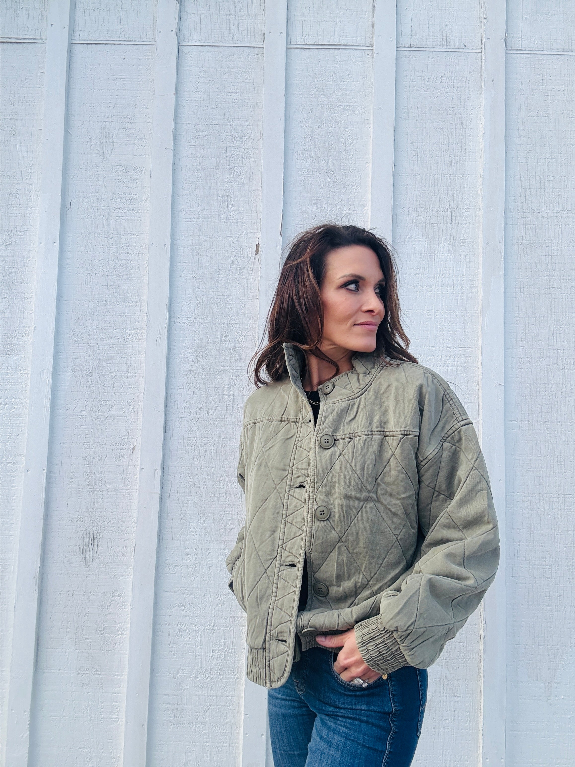 Quilted Button Down Jacket