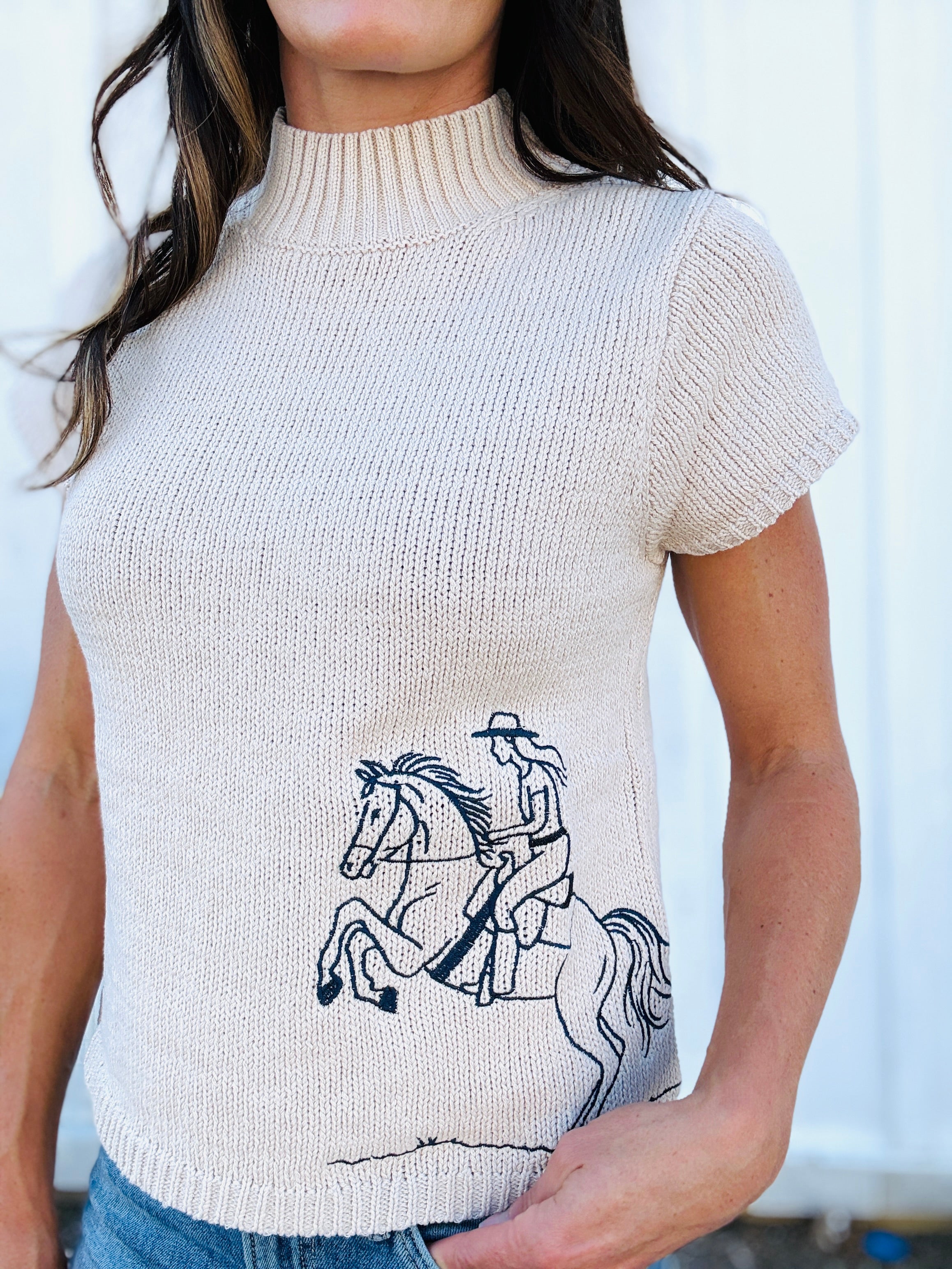 Cowgirl Mock Neck SS Sweater