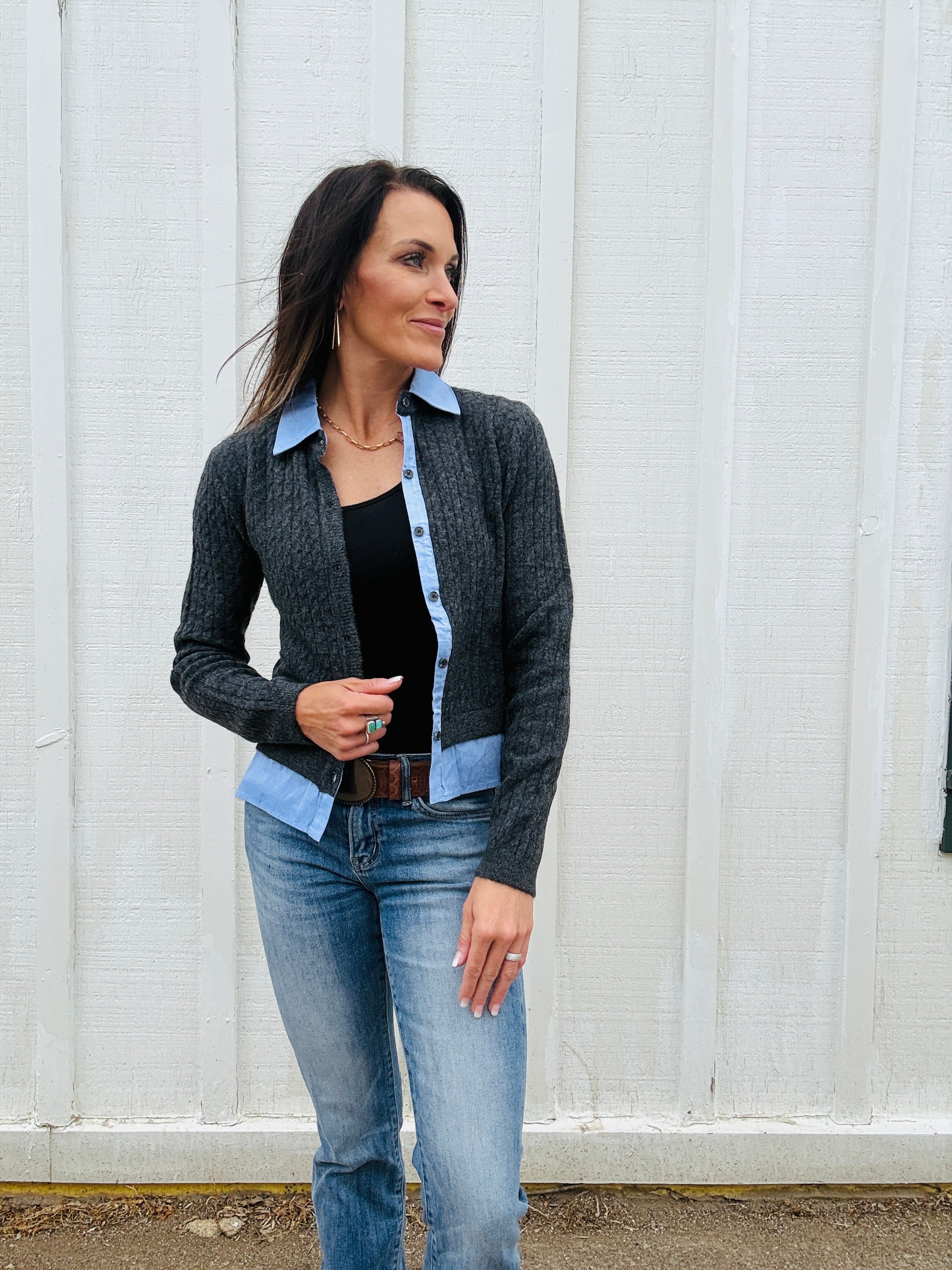 ELAN Simone Layered Cardigan