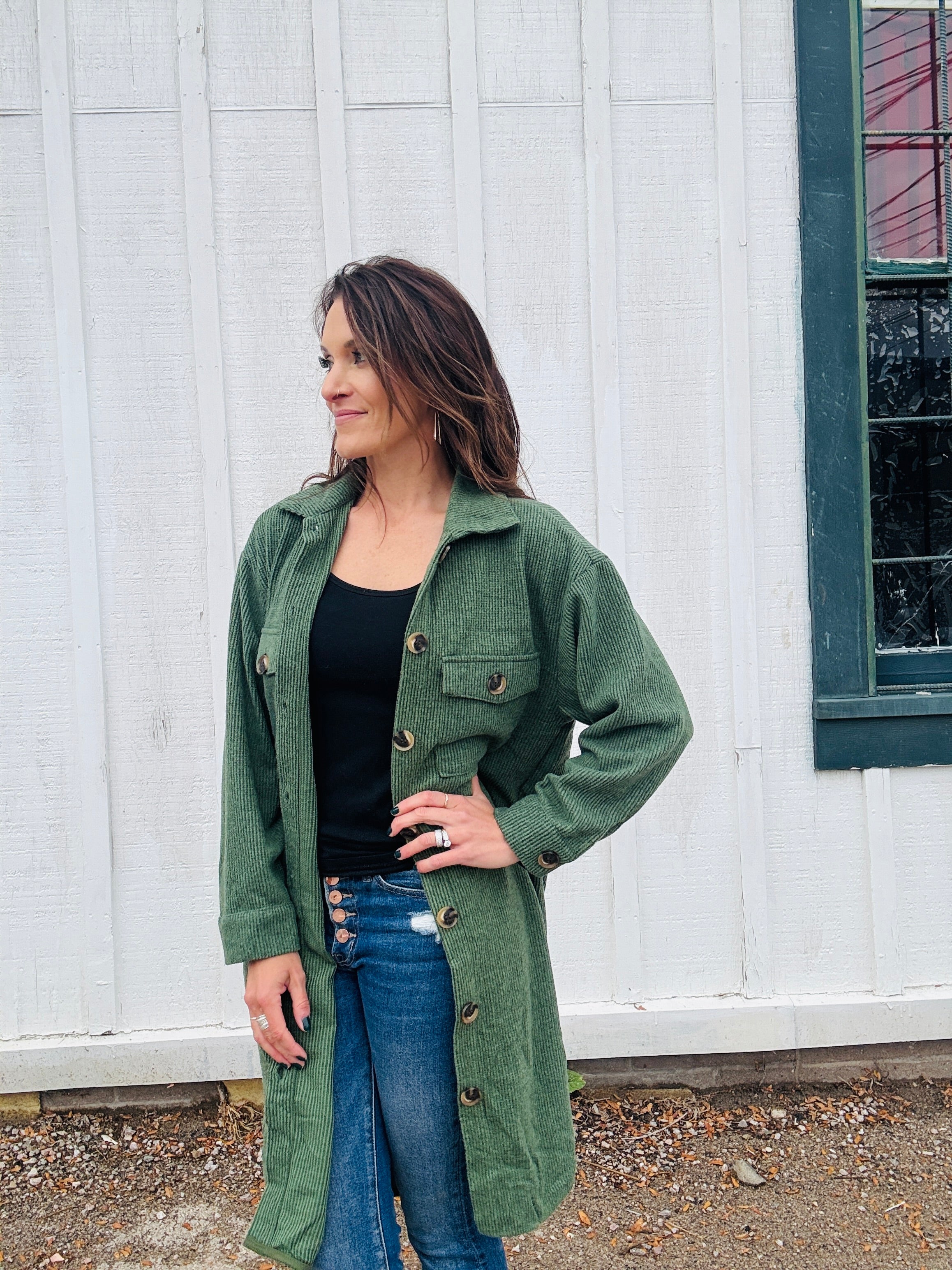 Long Brushed Waffle Jacket