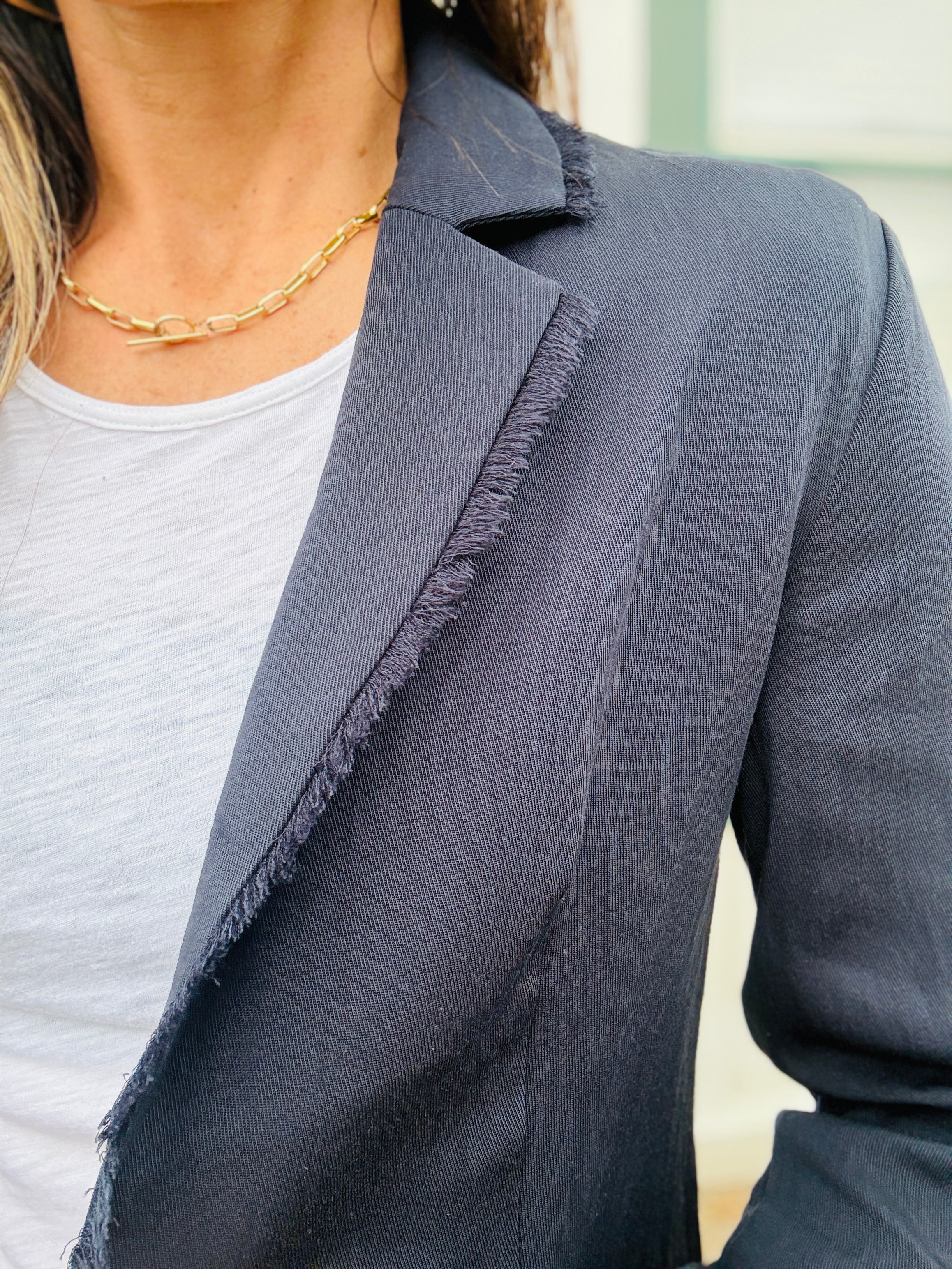 Elan Fringe Hem Blazer