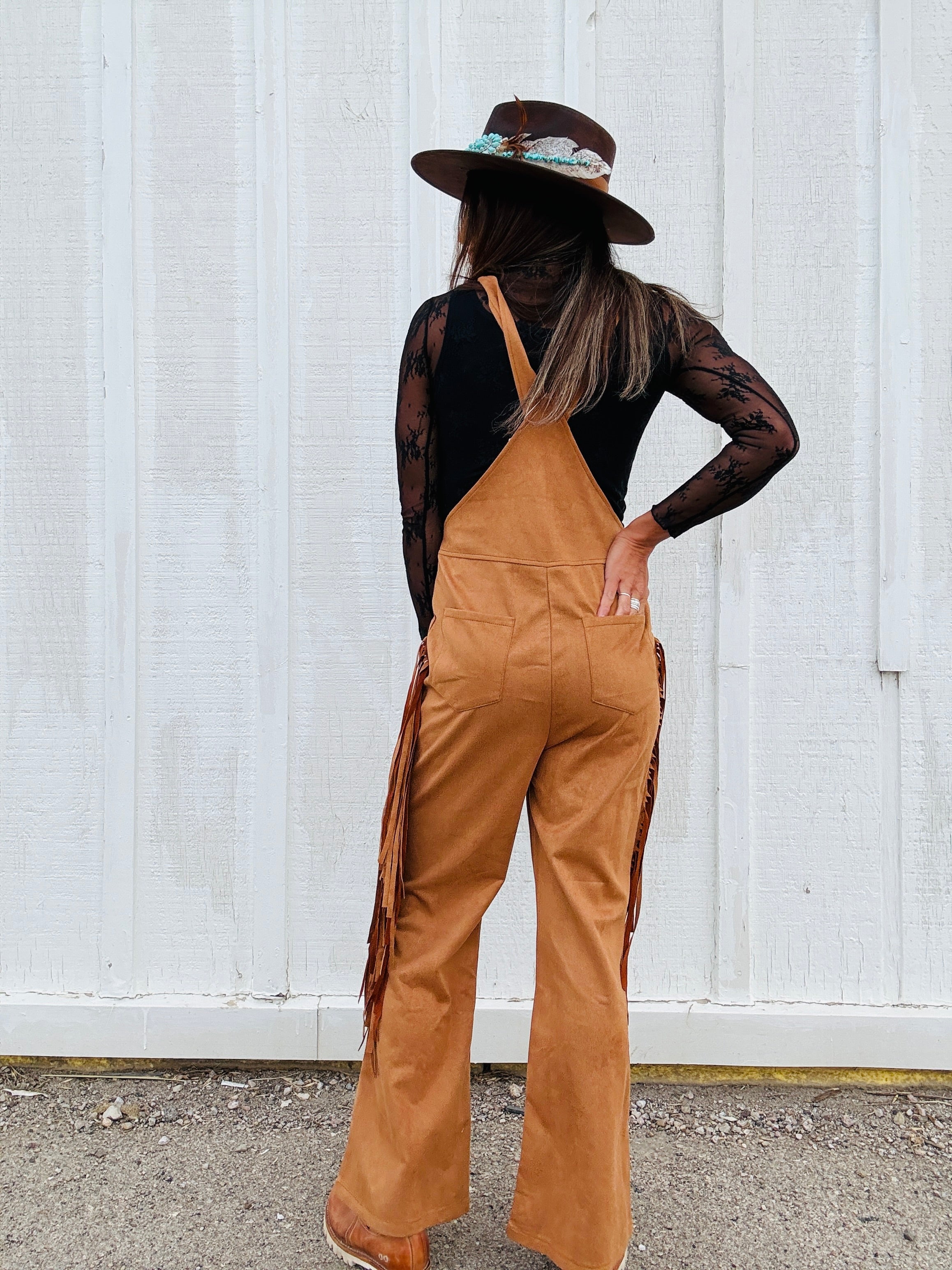 Western Cowgirl Fringe Overalls