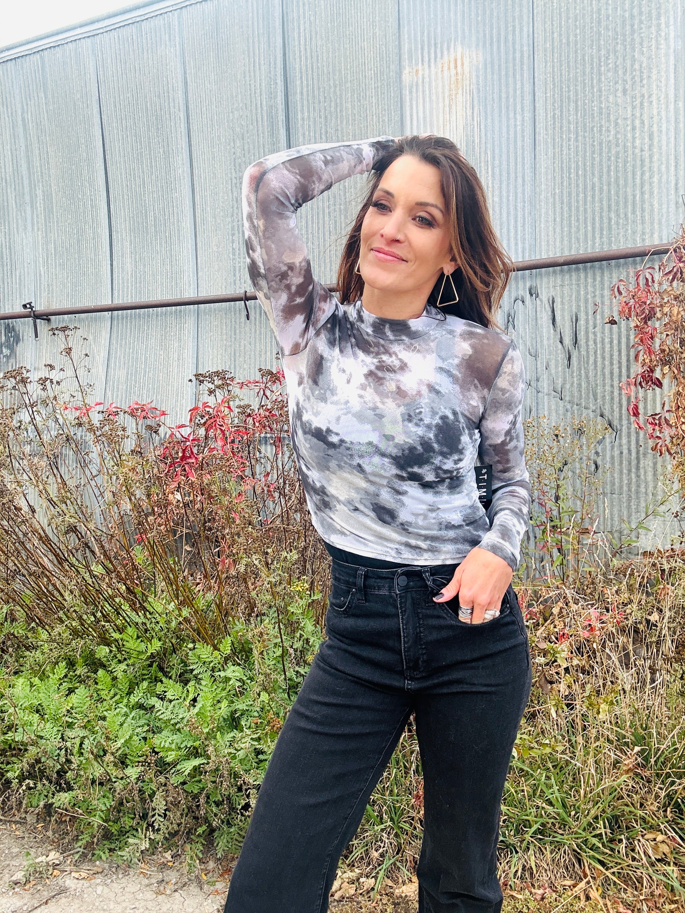 Sheer Marbled Long Sleeve