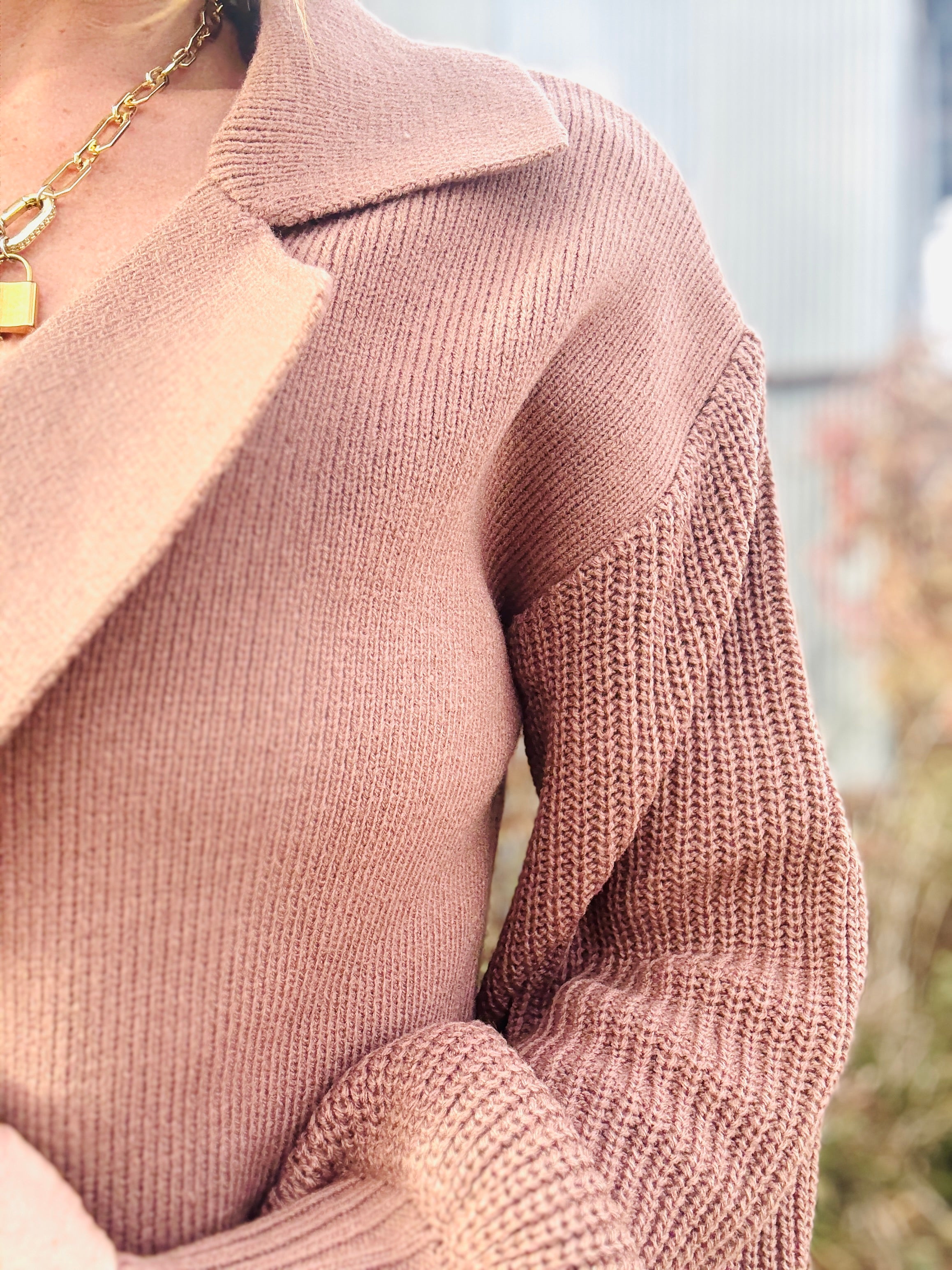 Lapel Collar Knit Jacket