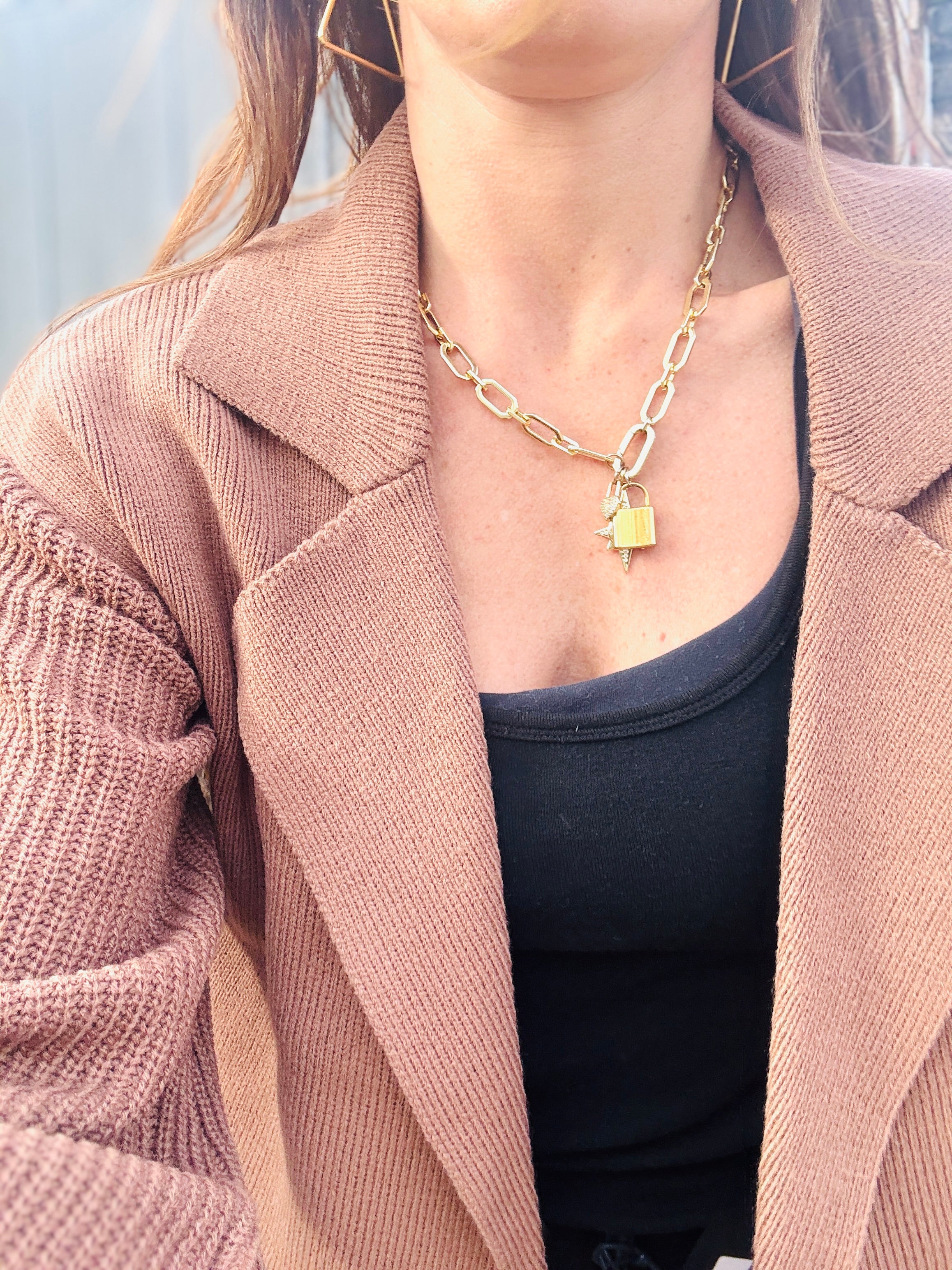 Lapel Collar Knit Jacket