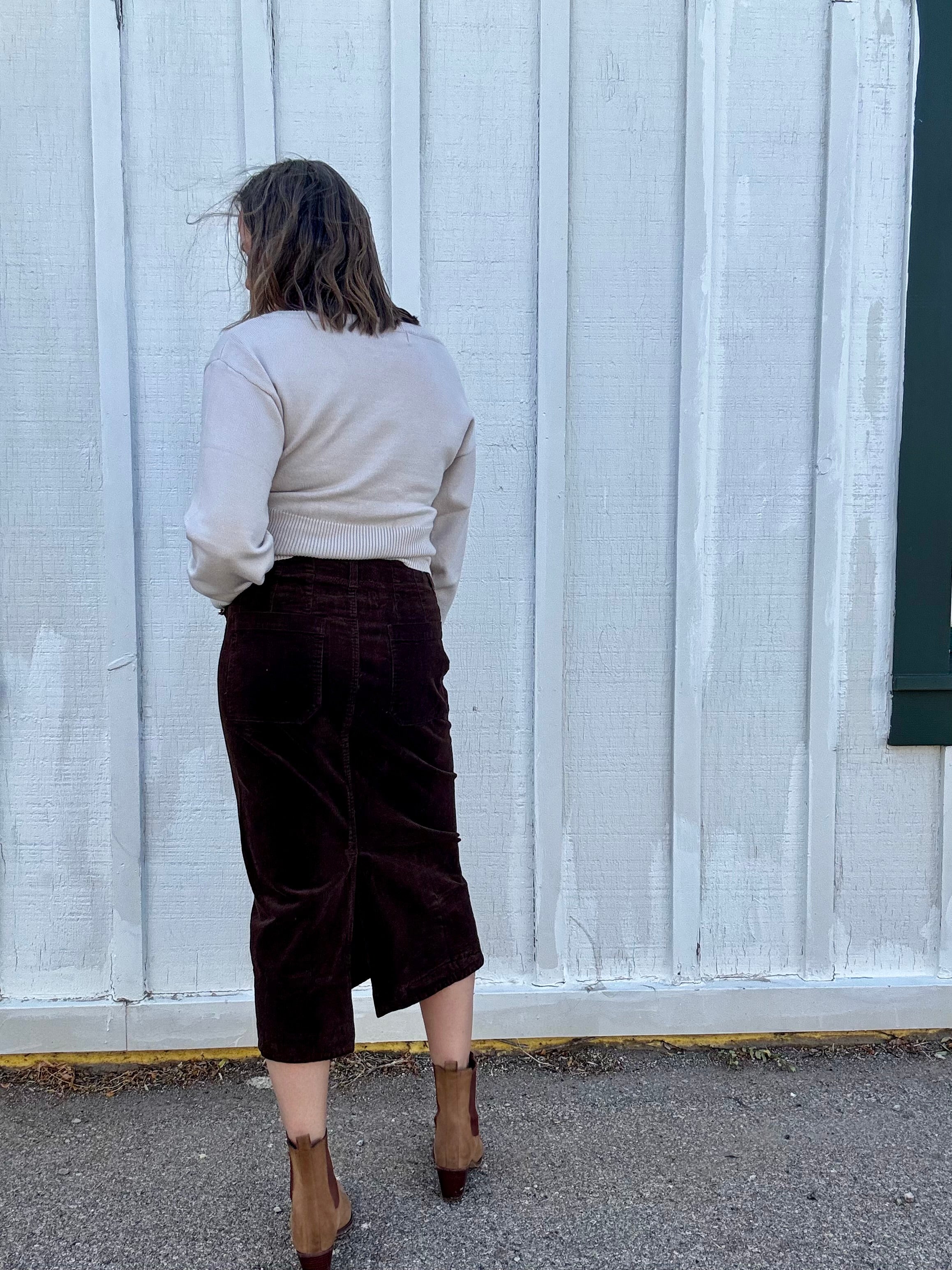 Wale Corduroy Patch Pocket Skirt