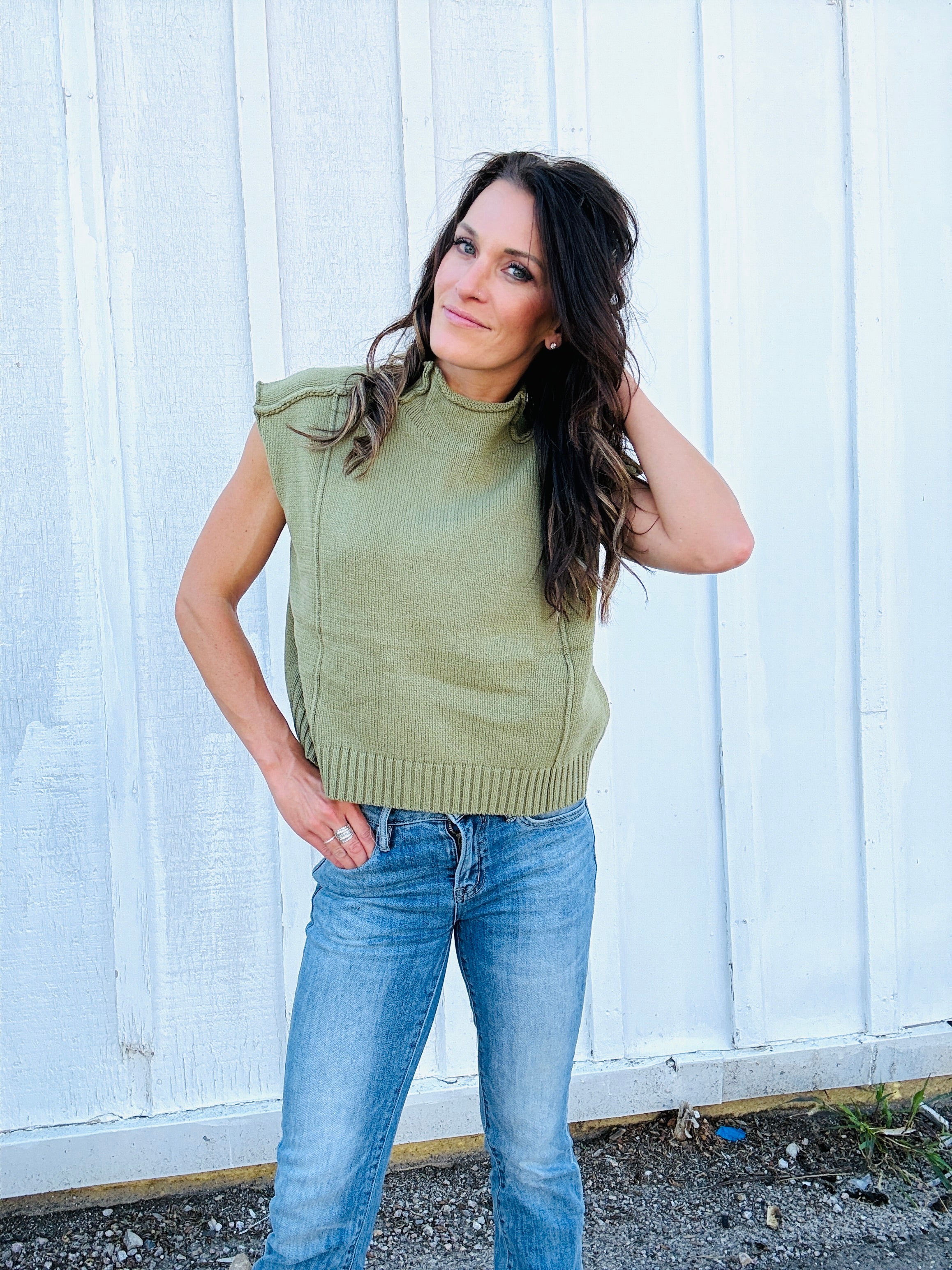 Meg Exposed Seam Sleeveless Sweater
