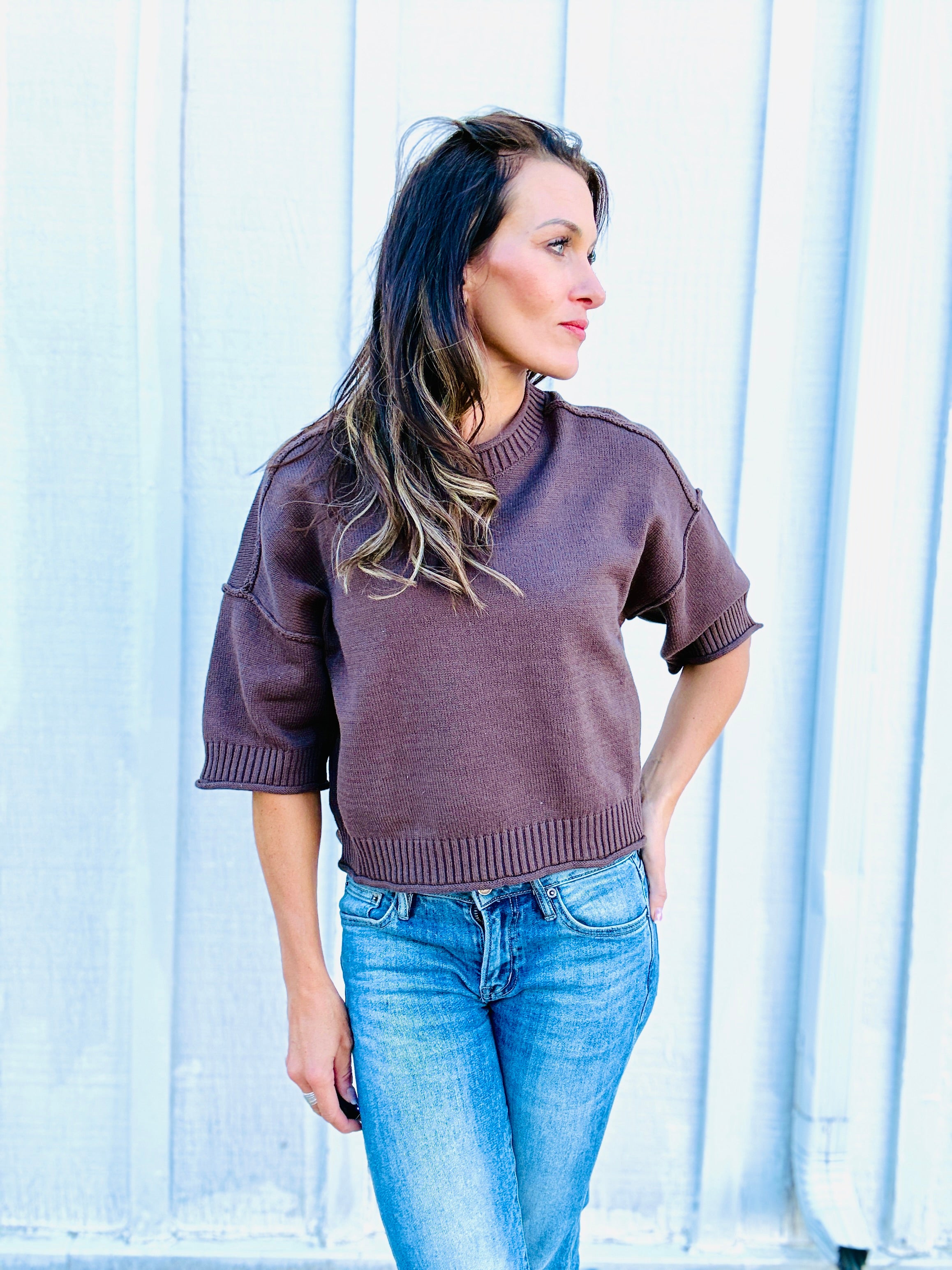 The Hadley Exposed Seam Knit Top