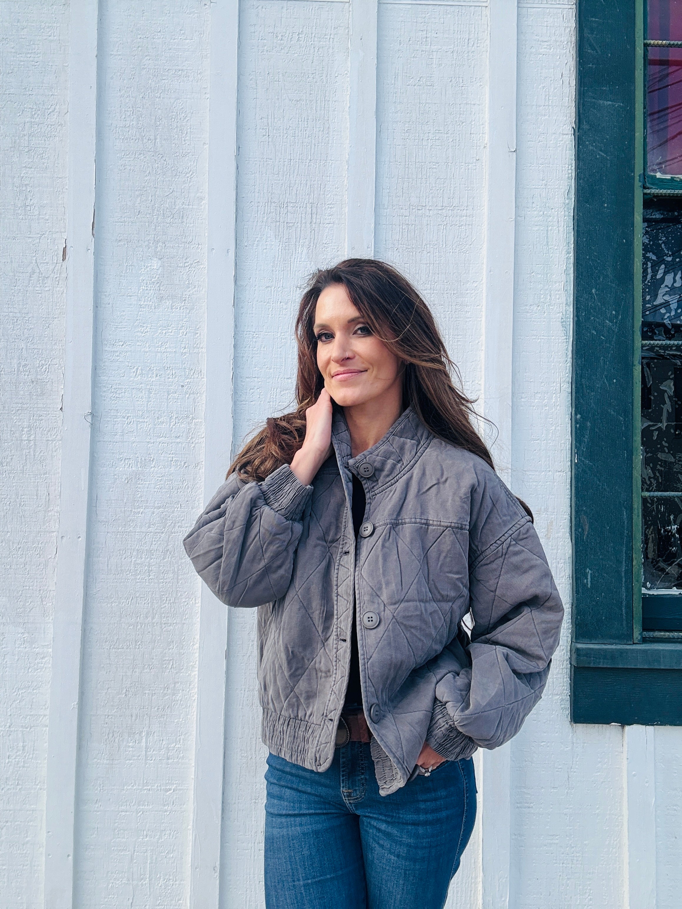 Quilted Button Down Jacket