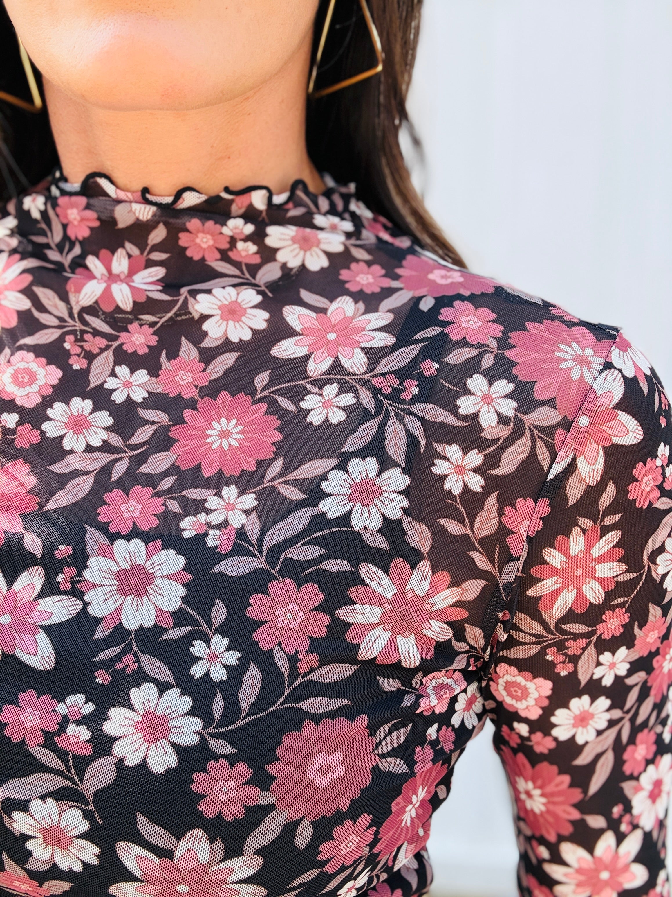 Floral Mesh Long Sleeve