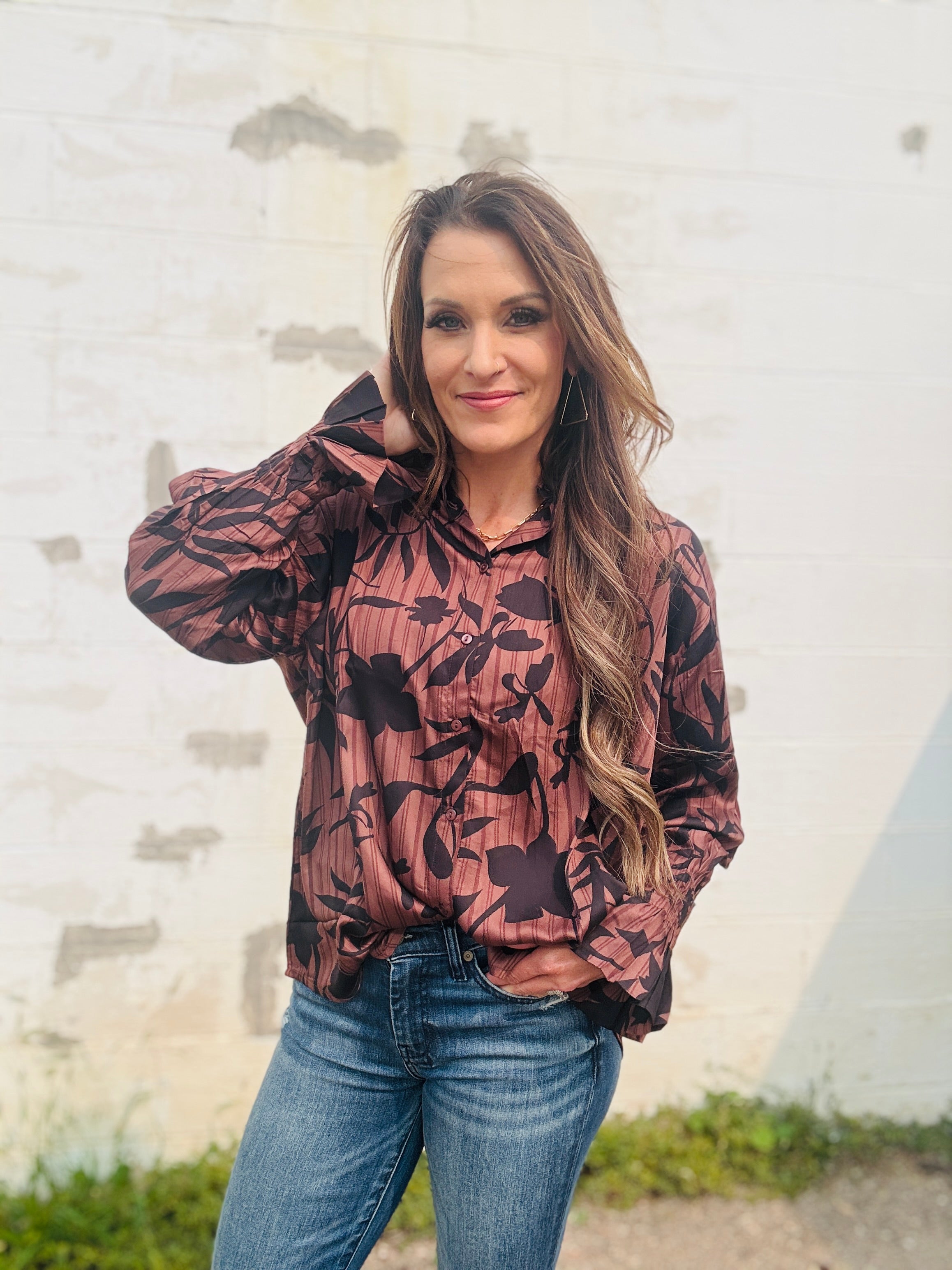 ELAN Fall Foliage Button Up