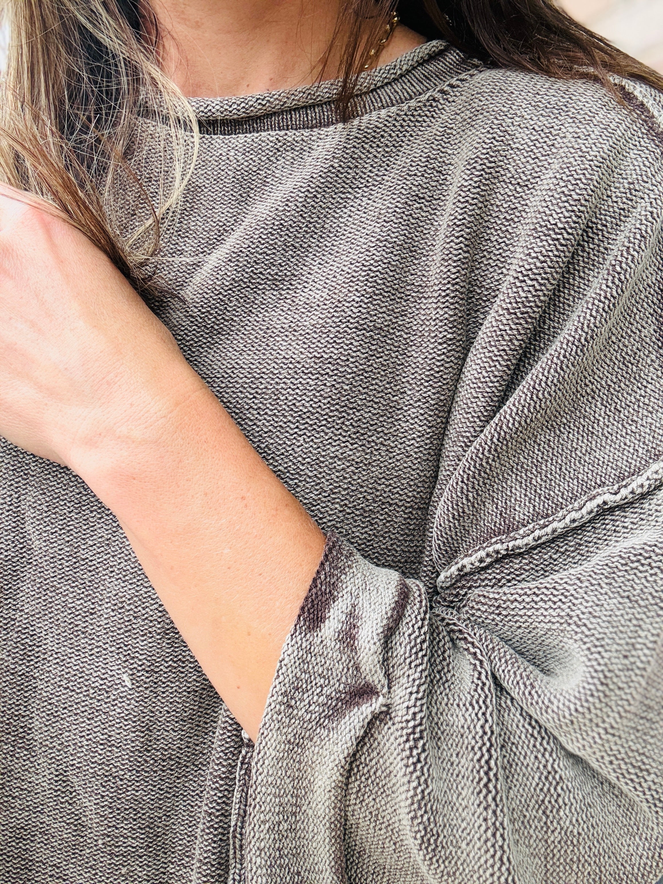 Washed Half Sleeve Sweater