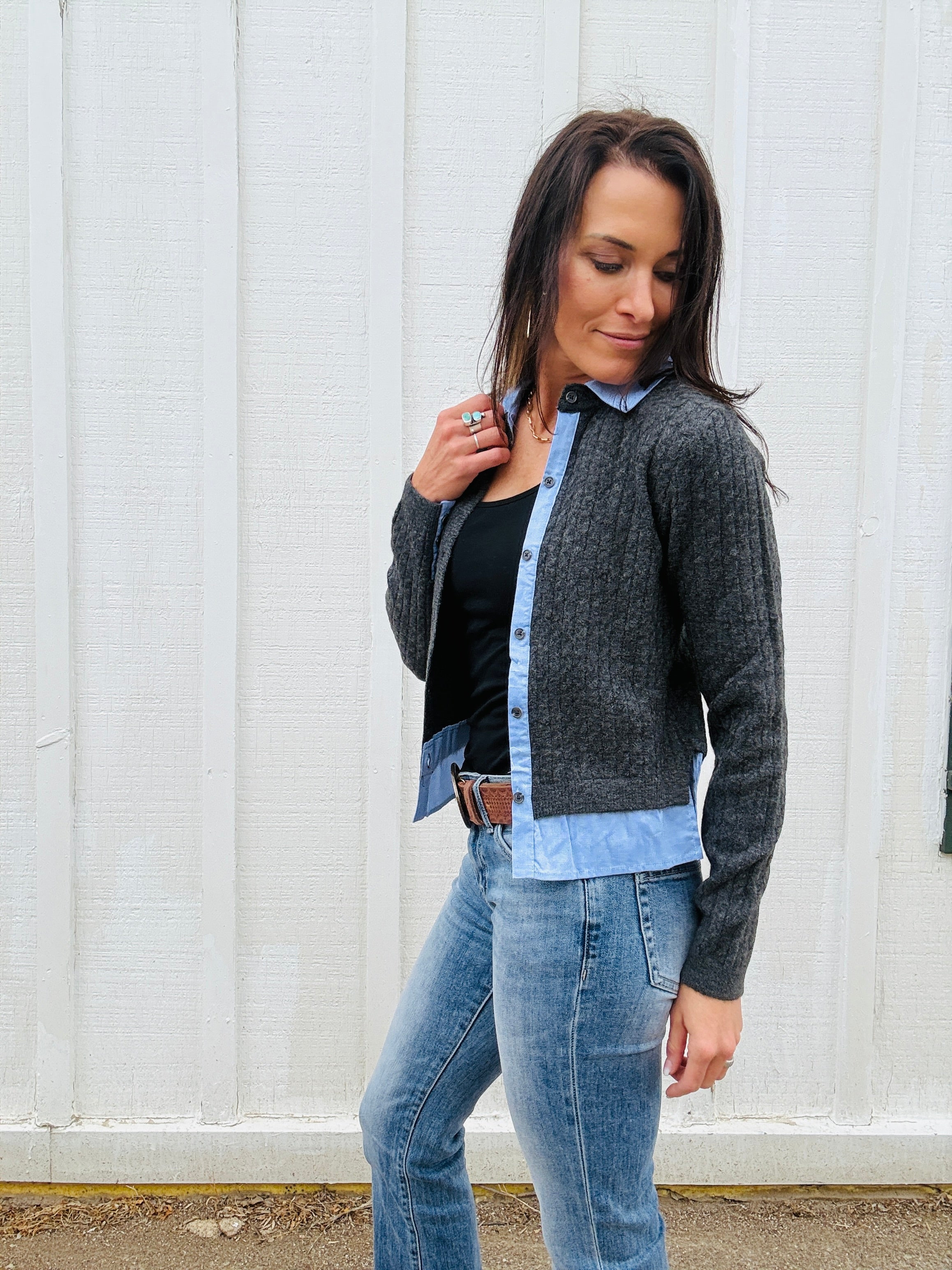ELAN Simone Layered Cardigan
