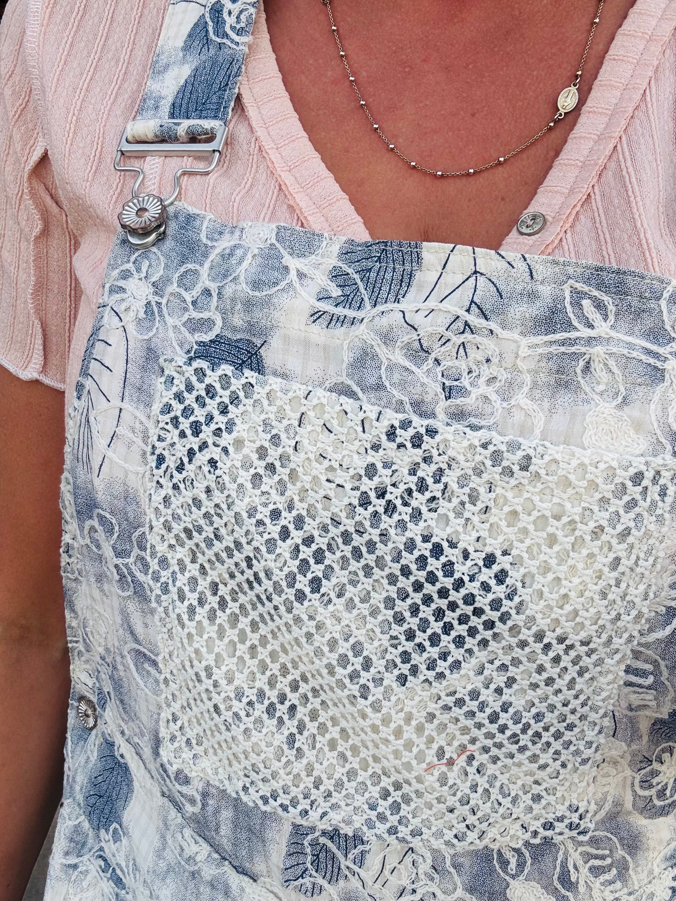 Floral Embroidered Overalls