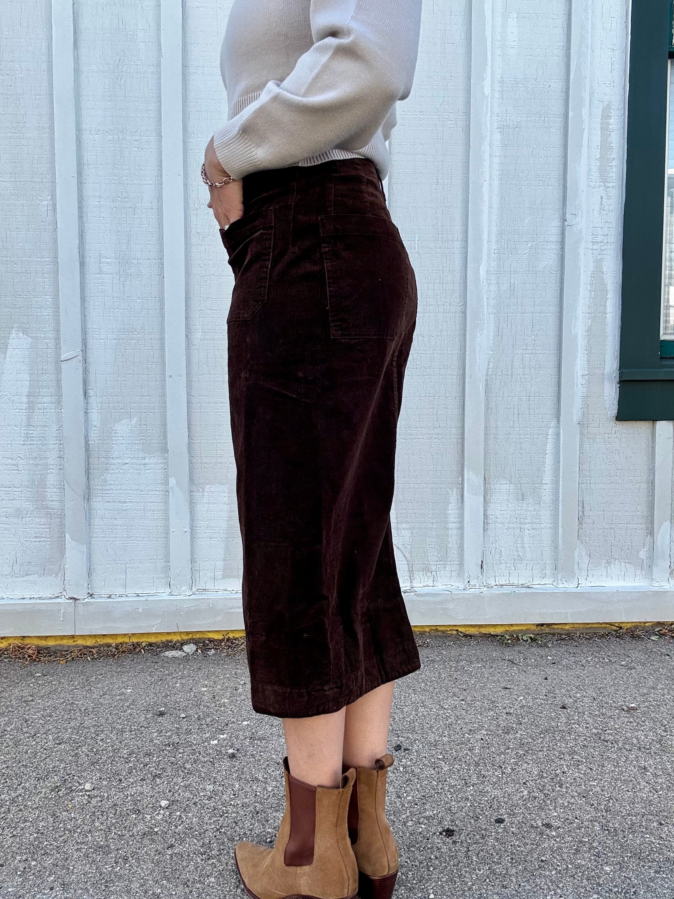 Wale Corduroy Patch Pocket Skirt