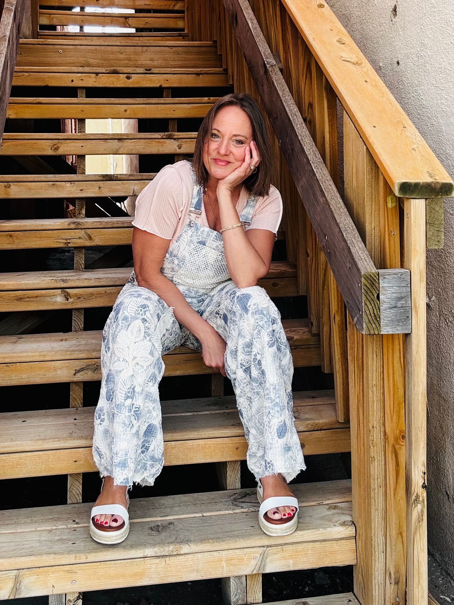 Floral Embroidered Overalls