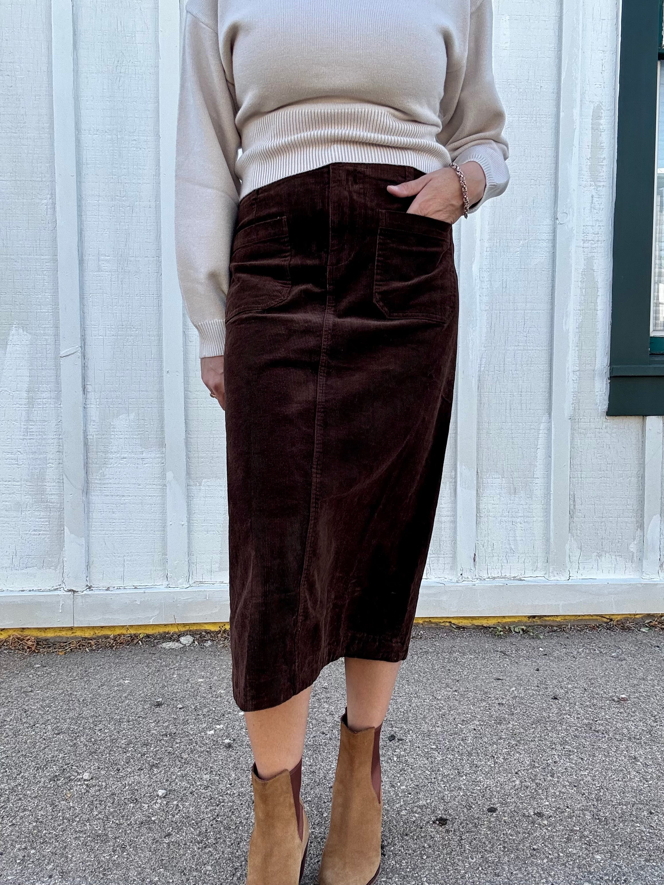 Wale Corduroy Patch Pocket Skirt