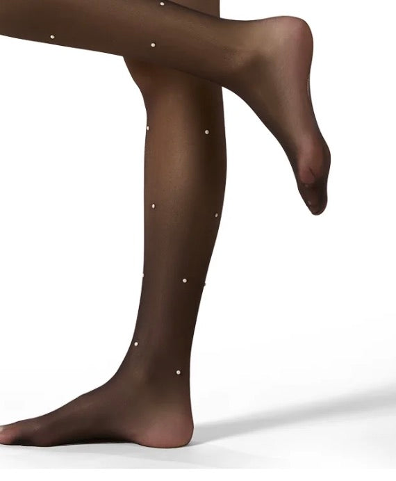 Sheer All-Over Faux Pearl Trimmed Tights