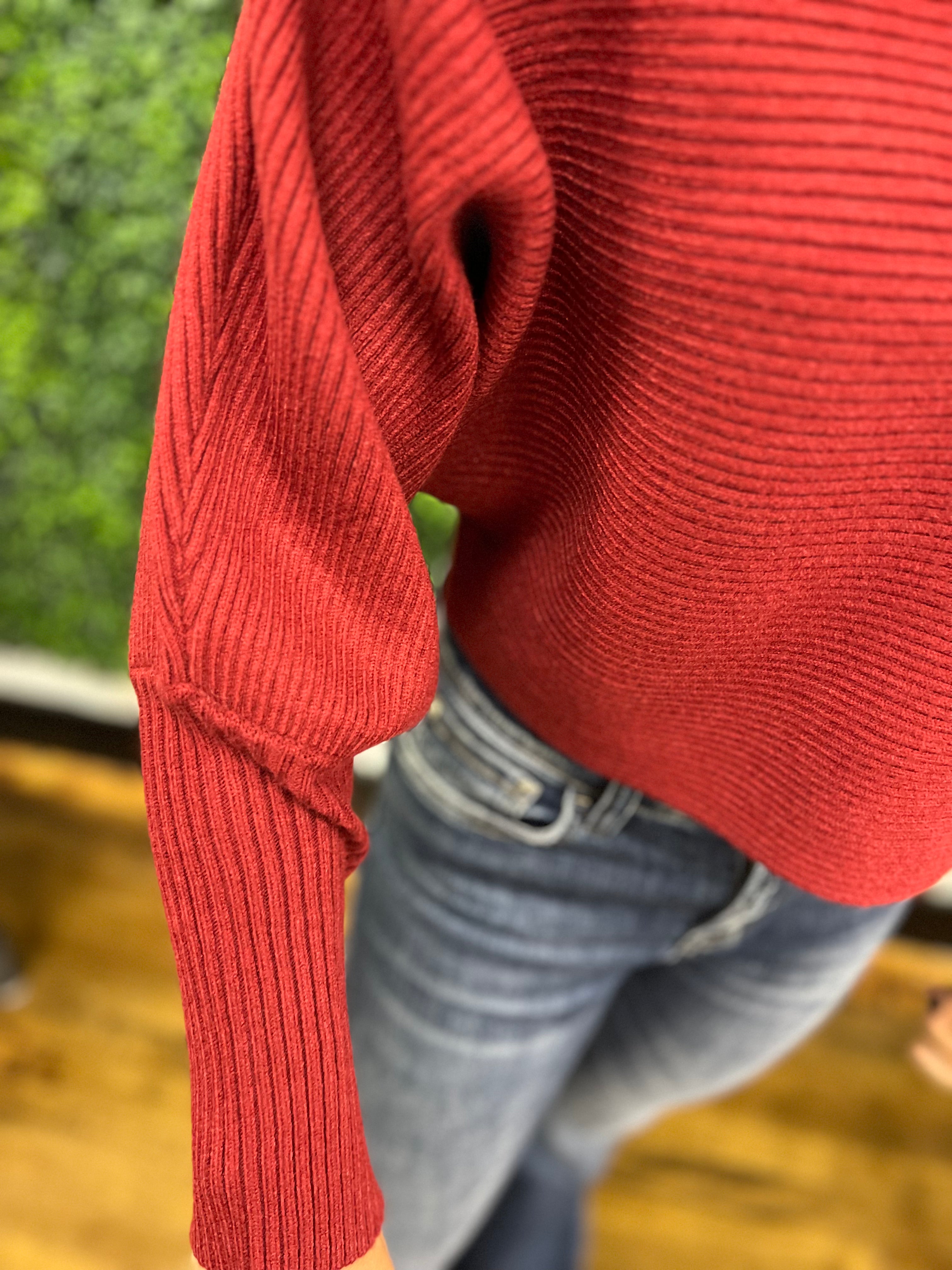 Ribbed Dolman Sleeve Sweater