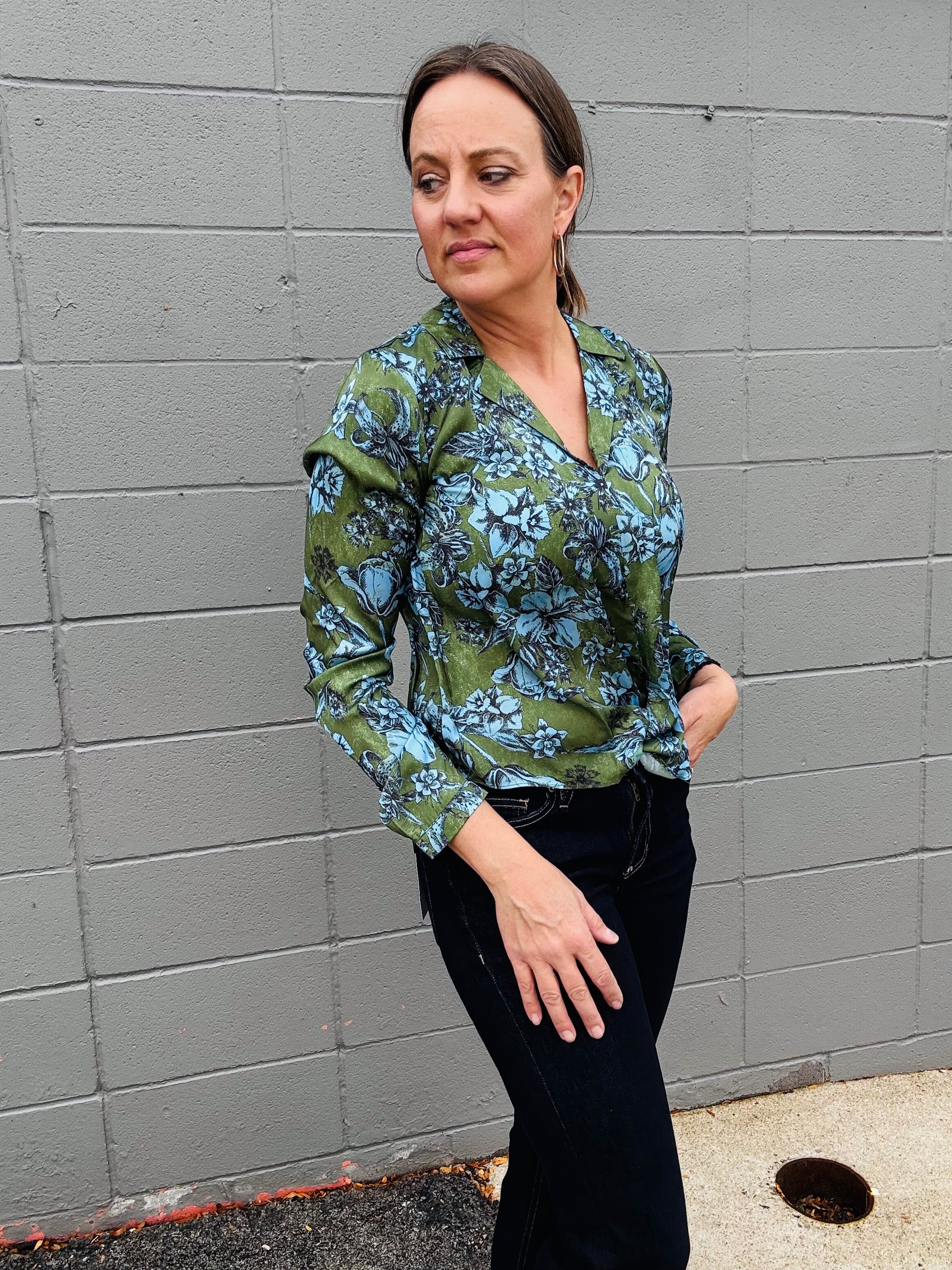 Tie Front Satin Blouse