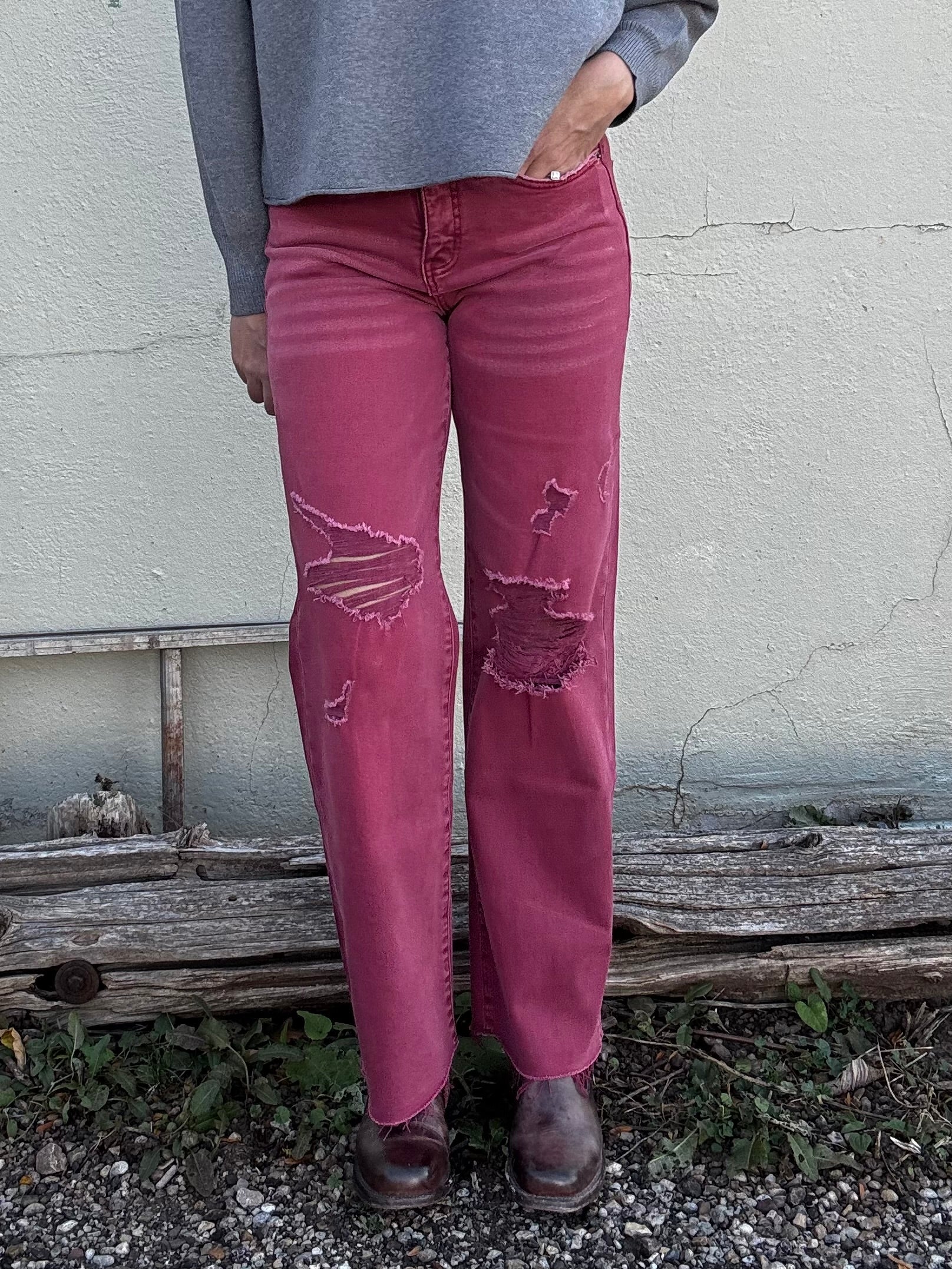 Mica HR Burgundy Wide Leg