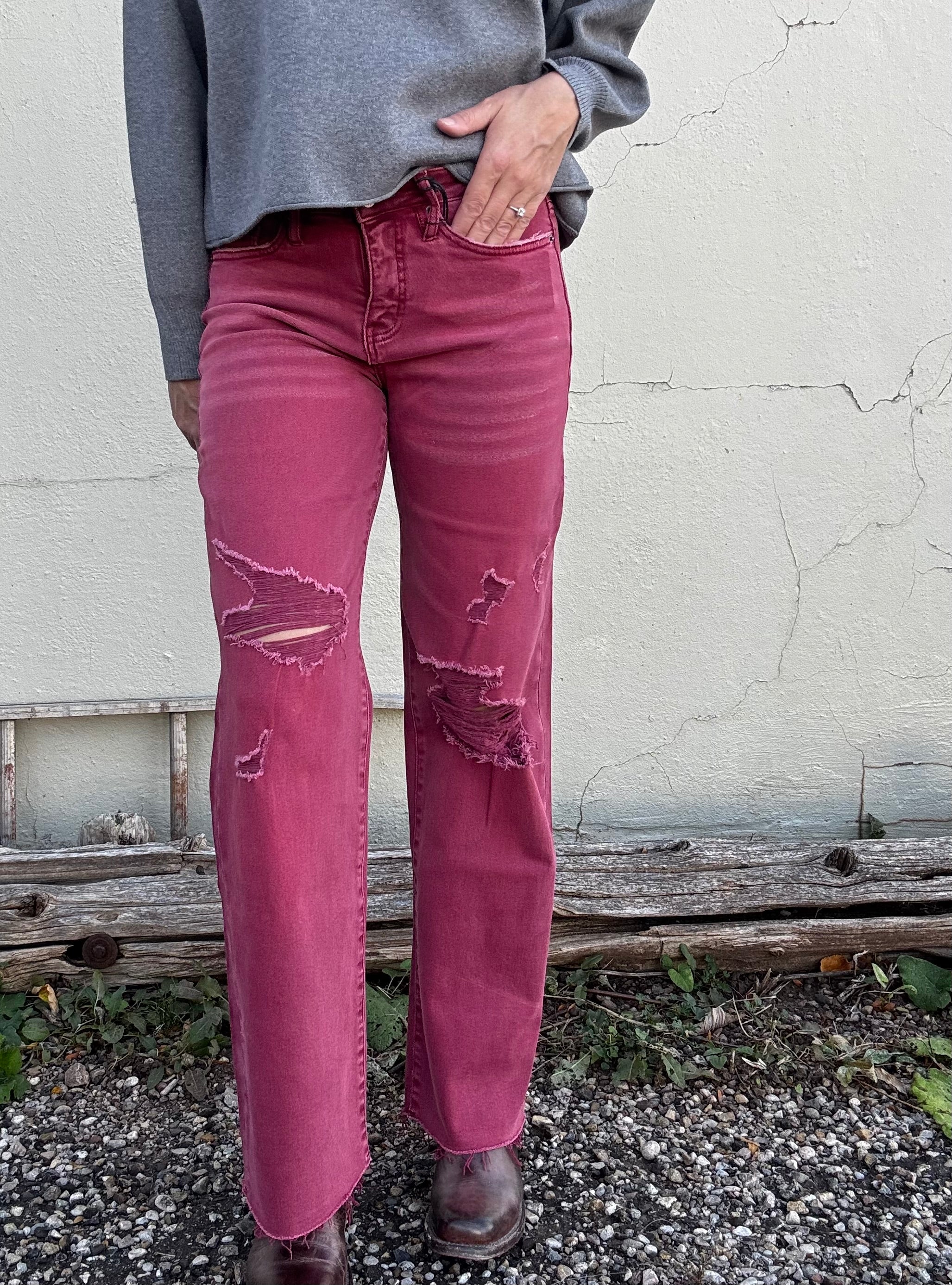 Mica HR Burgundy Wide Leg