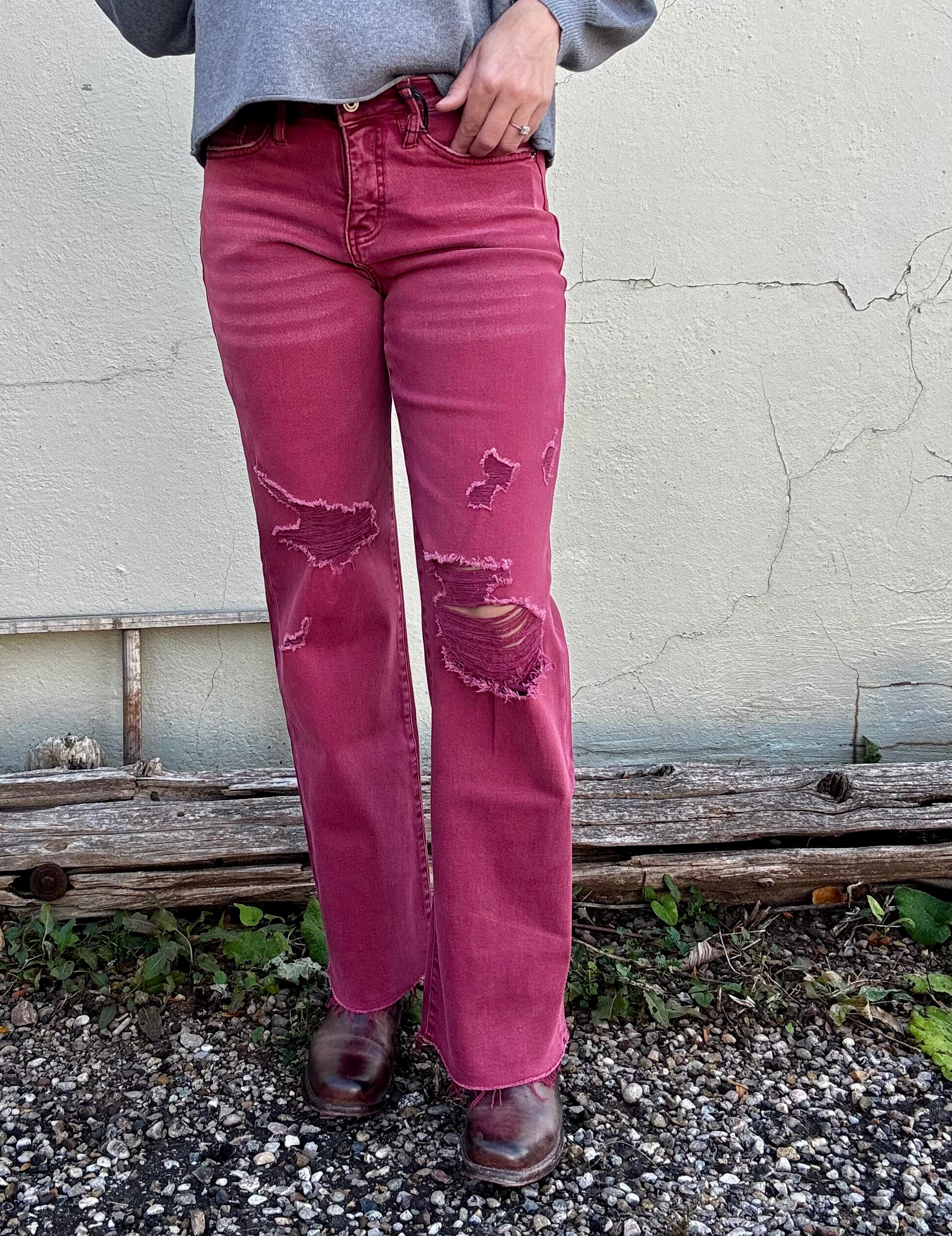 Mica HR Burgundy Wide Leg