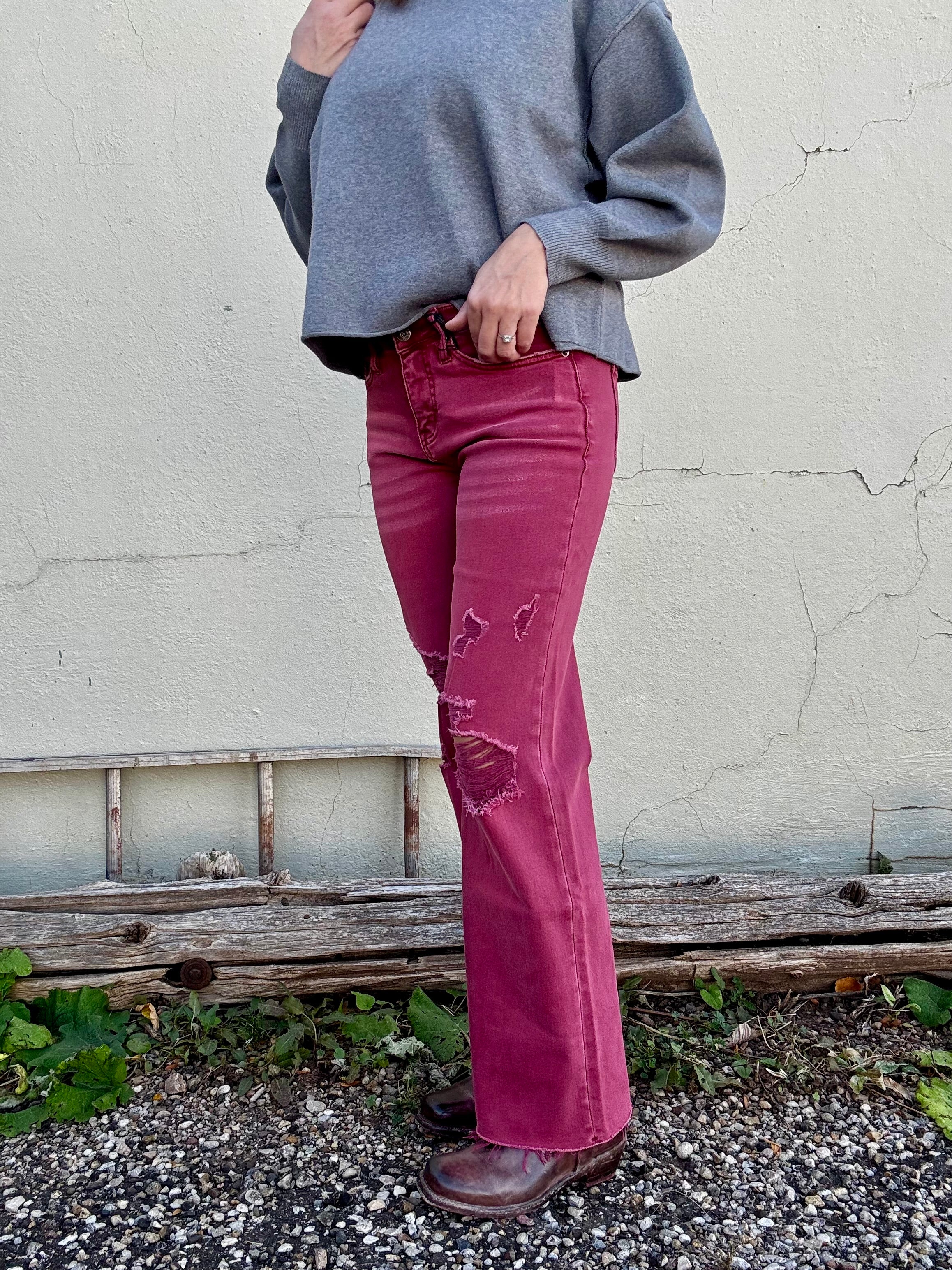 Mica HR Burgundy Wide Leg