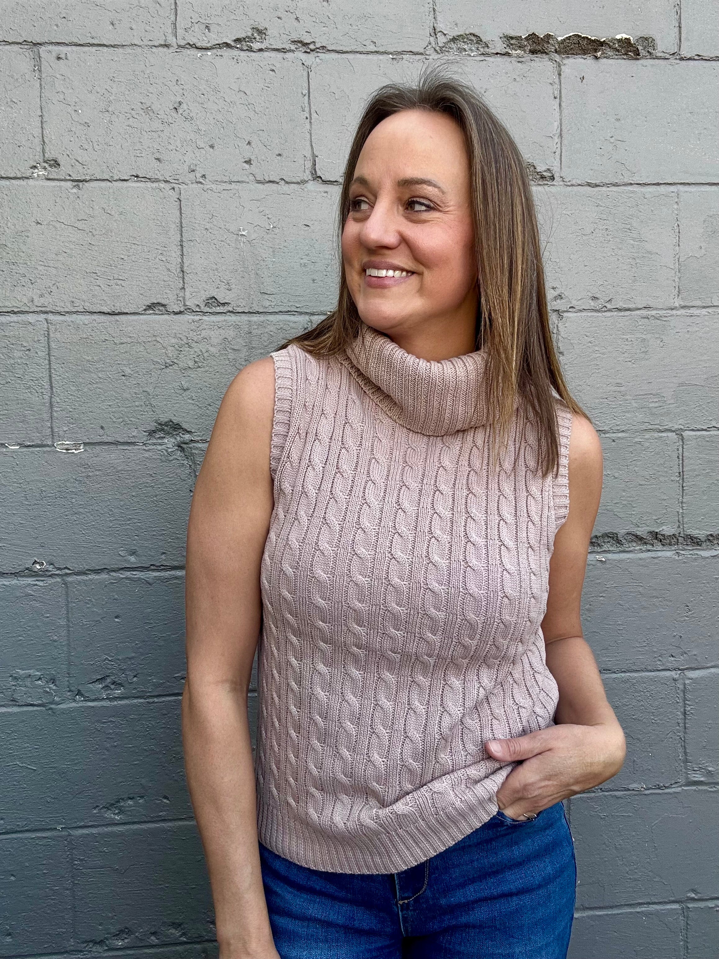 Sleeveless Turtleneck Sweater