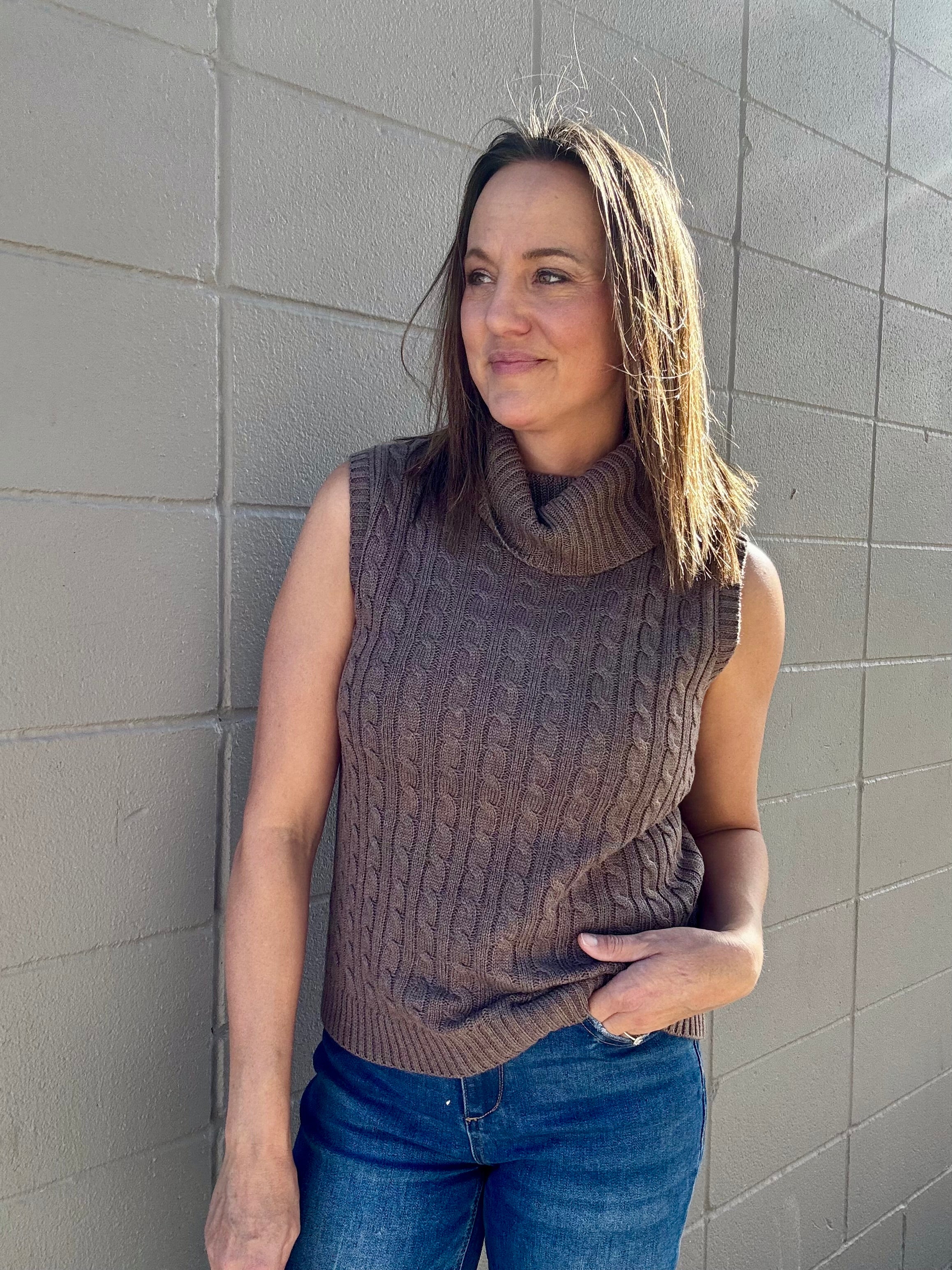 Sleeveless Turtleneck Sweater