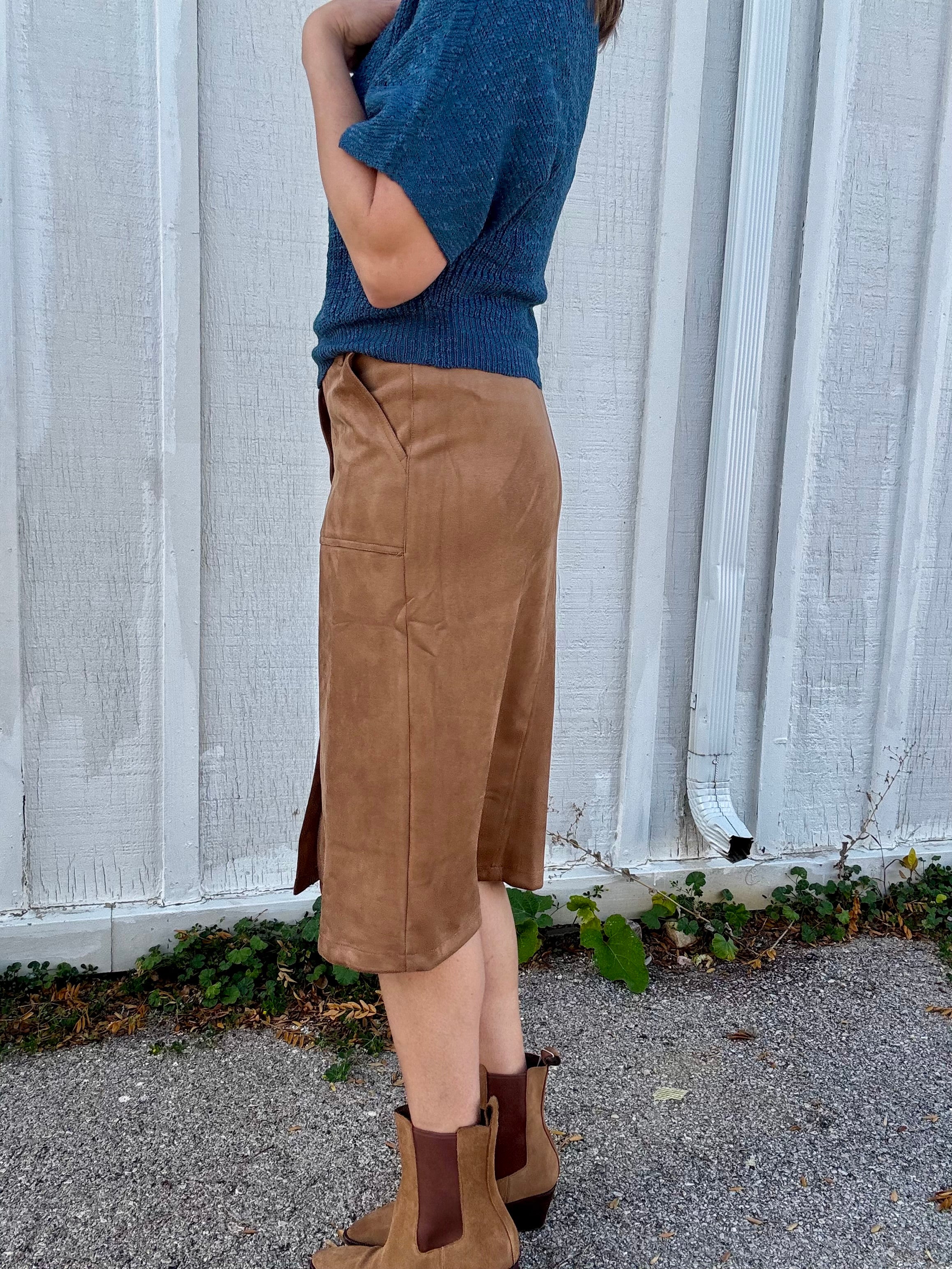 Microsuede Midi Skirt