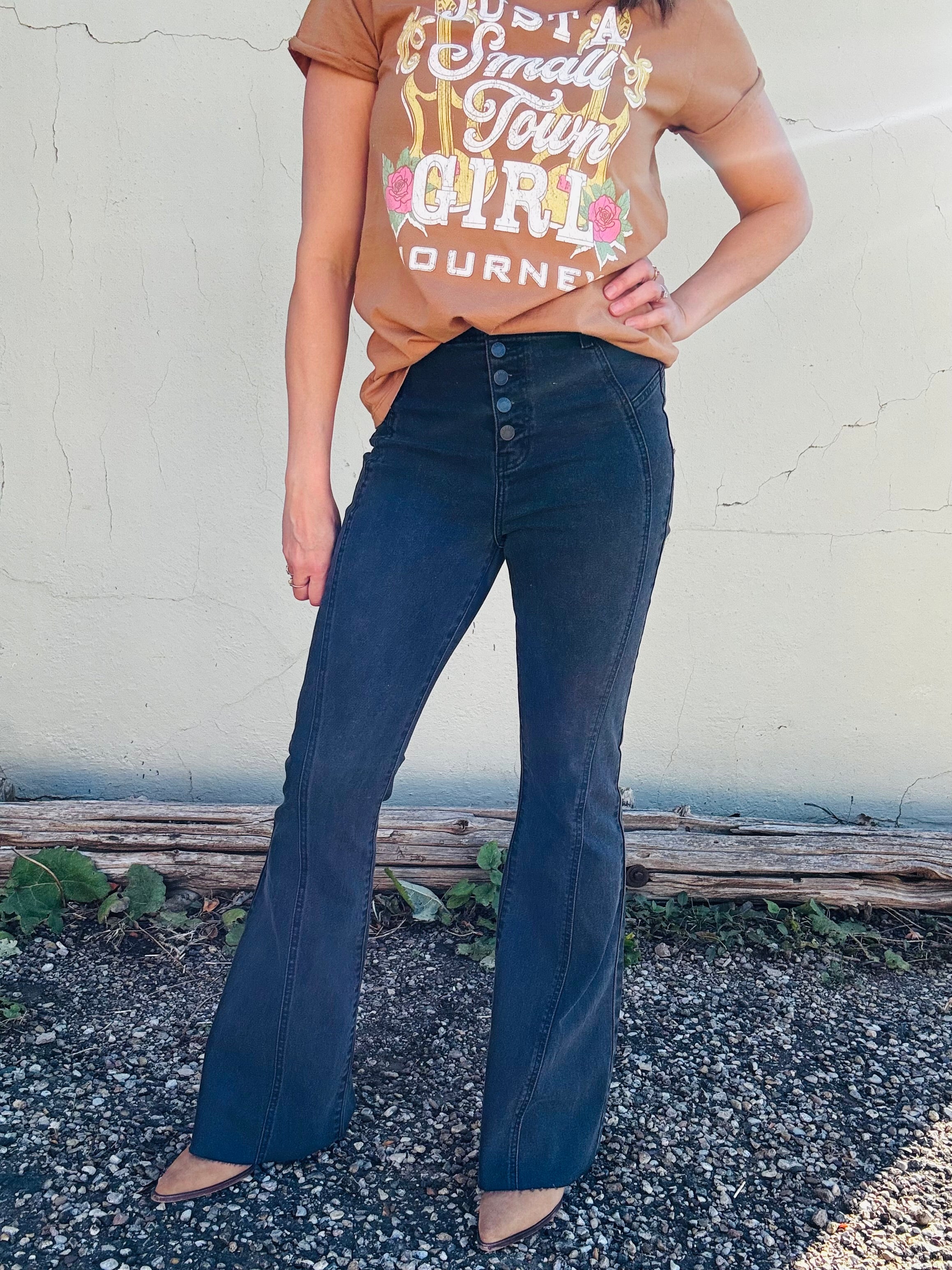 HR Flare Black Button Fly