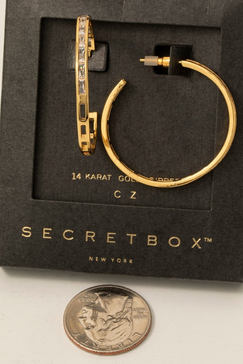 CZ Baguette Hoop Earring