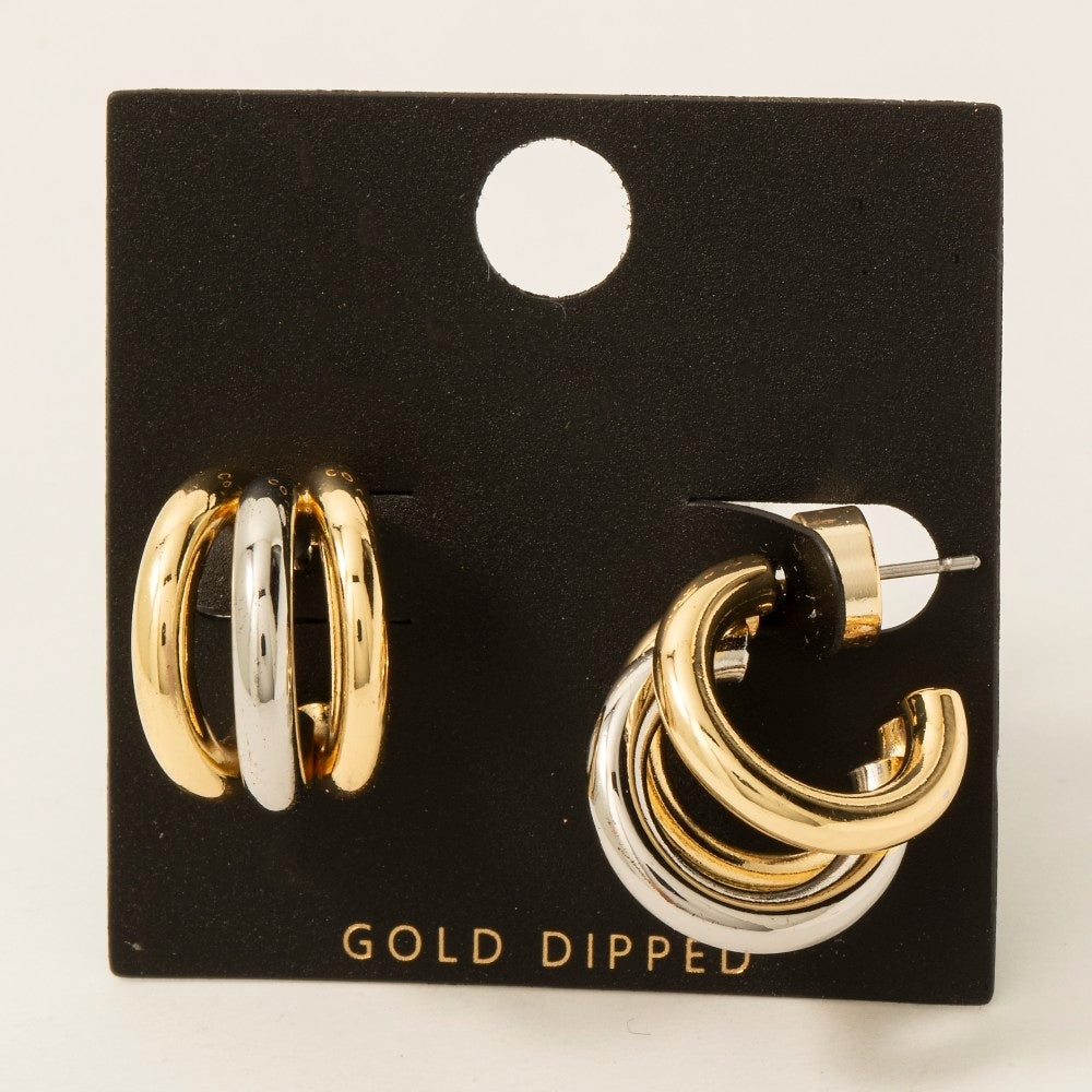 2 Tone Tube Hoop Earring